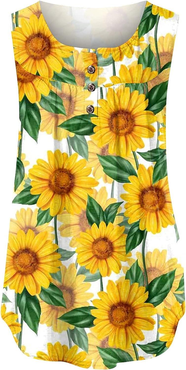 Womens Tops Hide Belly Tunic 2023 Casual Summer Short Sleeve T Shirts  Floral Cute Flowy Tshirt Dressy Blouses for Leggings Yellow Medium