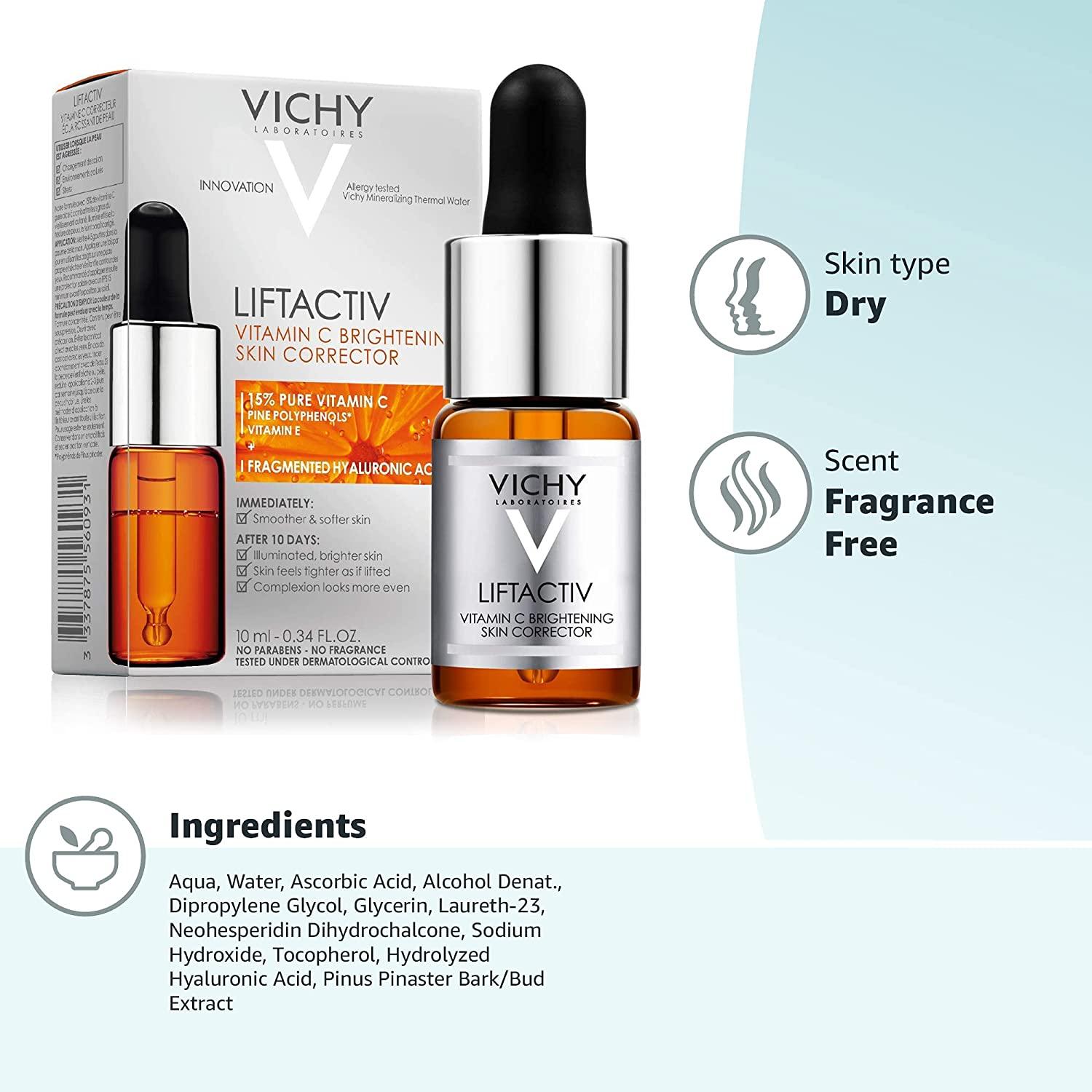 blanding Huddle nationalisme Vichy LiftActiv Vitamin C Serum Brightening and Anti Aging Serum for Face  with 15 Pure Vitamin C Skin Firming and Antioxidant Facial Serum for  Brightness and Moisturizing 0.34 Fl Oz (Pack of 1)