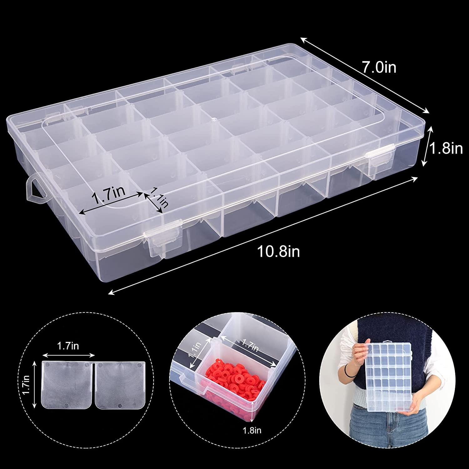 OUTUXED 36 Grids Clear Plastic Organizer Box with Adjustable