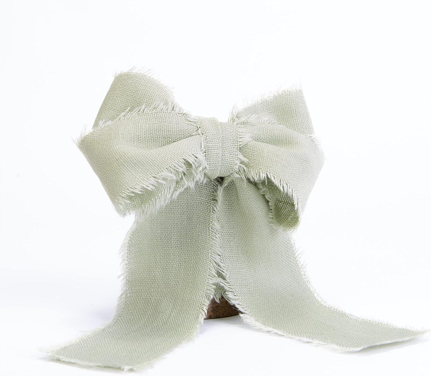  HUIHUANG Spring Moss Green Crinkle Silk Ribbon 100% Silk  Chiffon Ribbon 1-1/2 inch x 5 Yards Sage Green Wedding Ribbon for Bridal  Bouquet Gift Wrapping Invitation Cake Wreaths Ornaments Decor Crafts