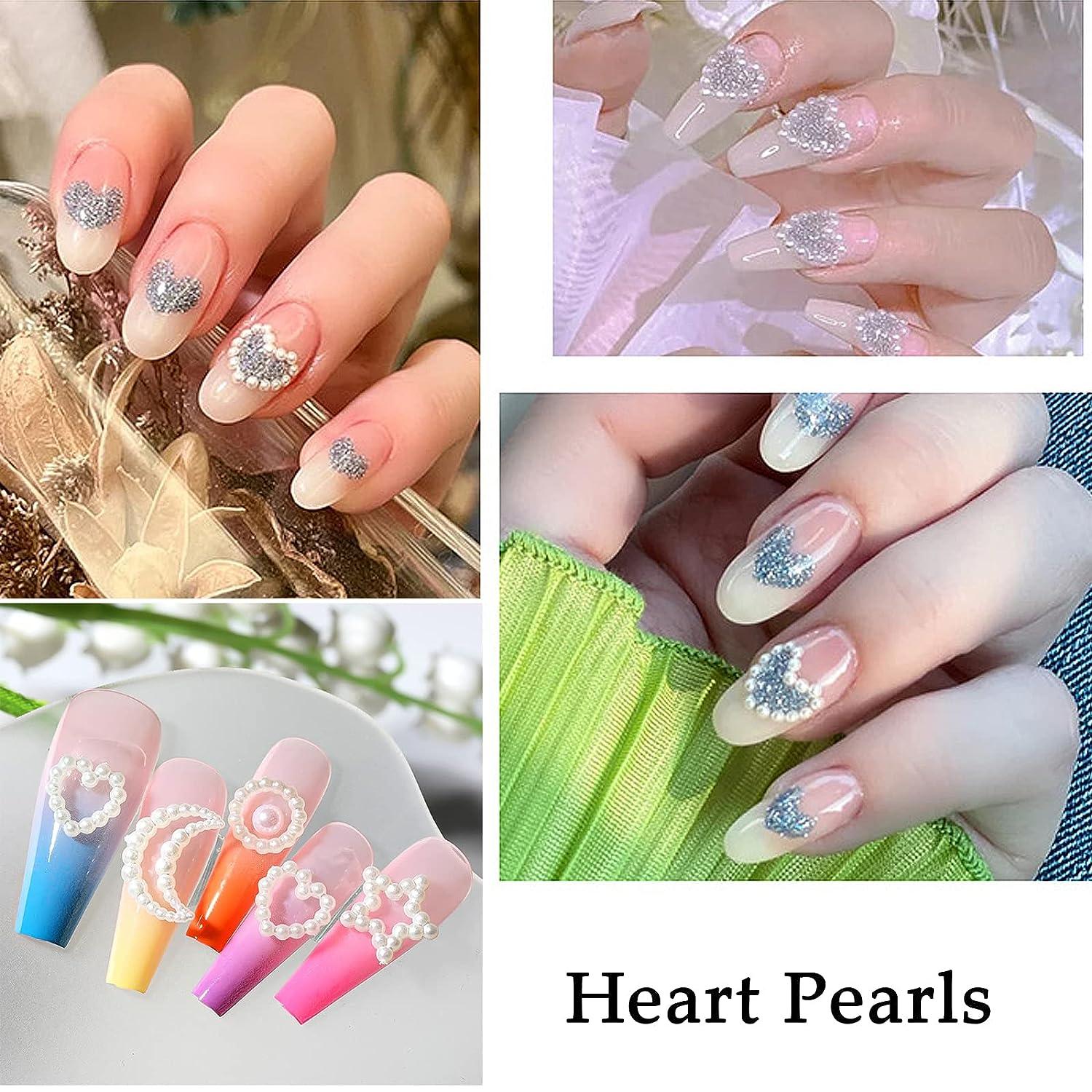 Pearl Nail Gems Nail Art Pearl Bead 3d Heart Pearl Nail Charms For Acrylic  Nail