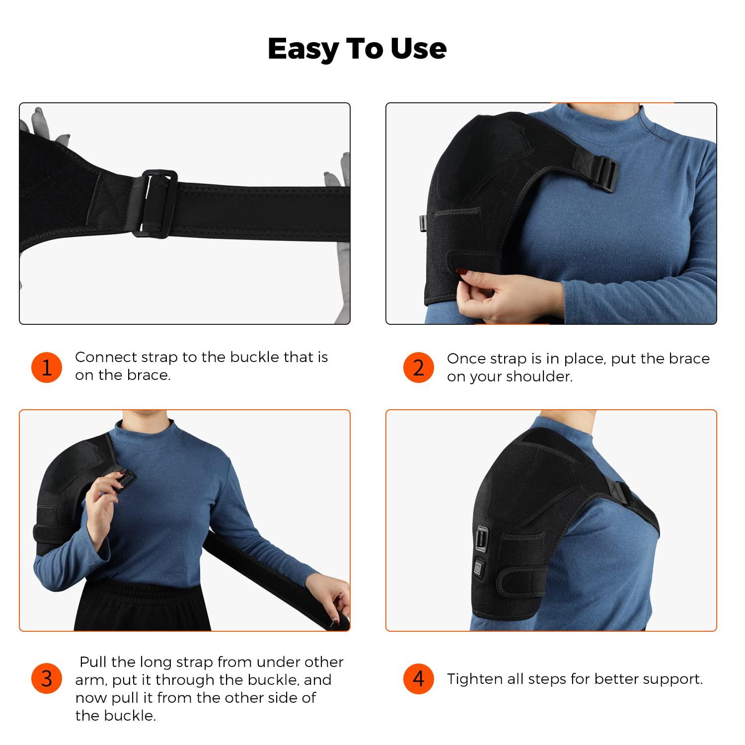 Heated Shoulder Brace, Shoulder Heating Pads with Adjustable 3 Heat  Settings Hot Cold Therapy, Shoulder Compression Sleeve Wrap for Shoulder  Pain Relief, Rotator Cuff, Fit Left Right Shoulders Men Women Black