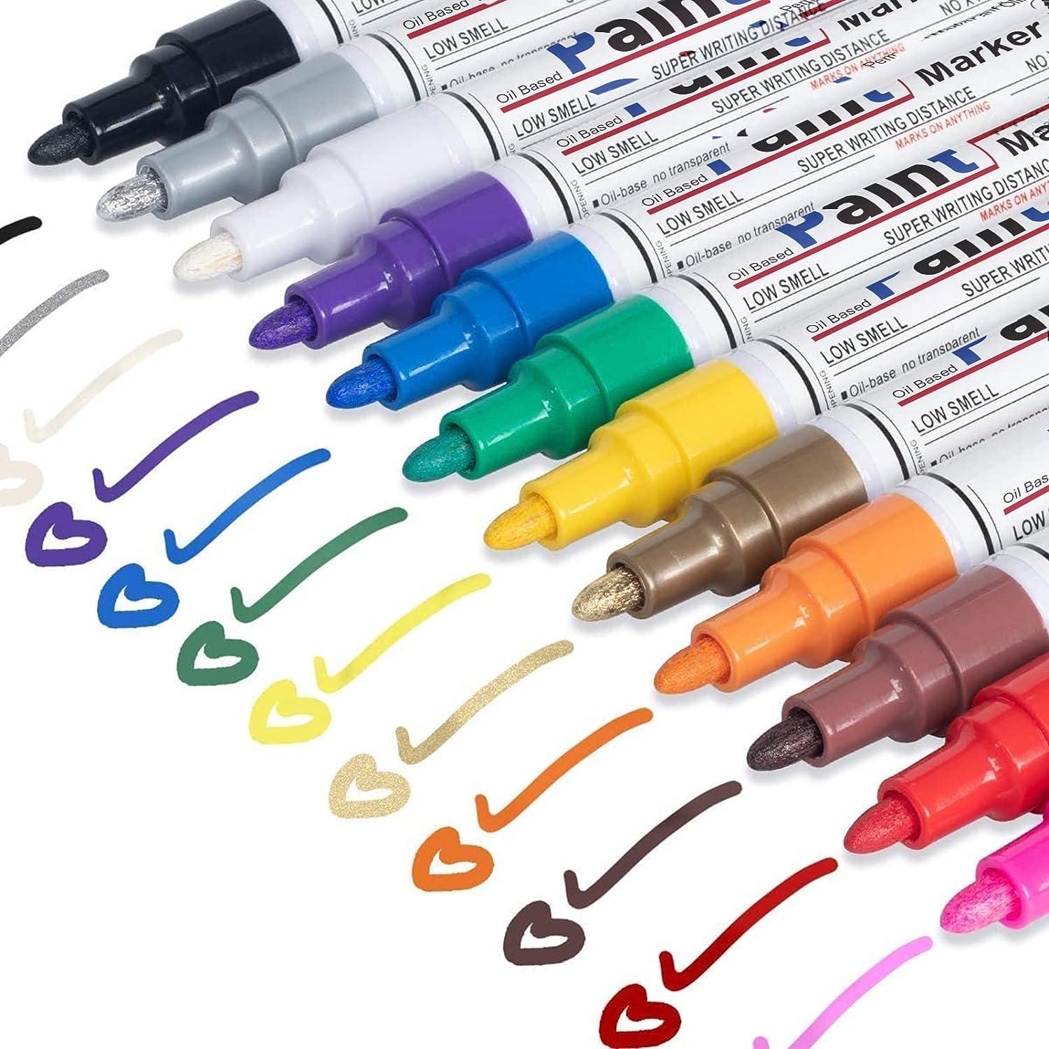 Metallic Markers Pen, 26 Colors Medium Tip Metallic Paint Pens, Colored Markers for Black Paper, Easter Egg, Art Rock Painting, Card Making, Scrapbook