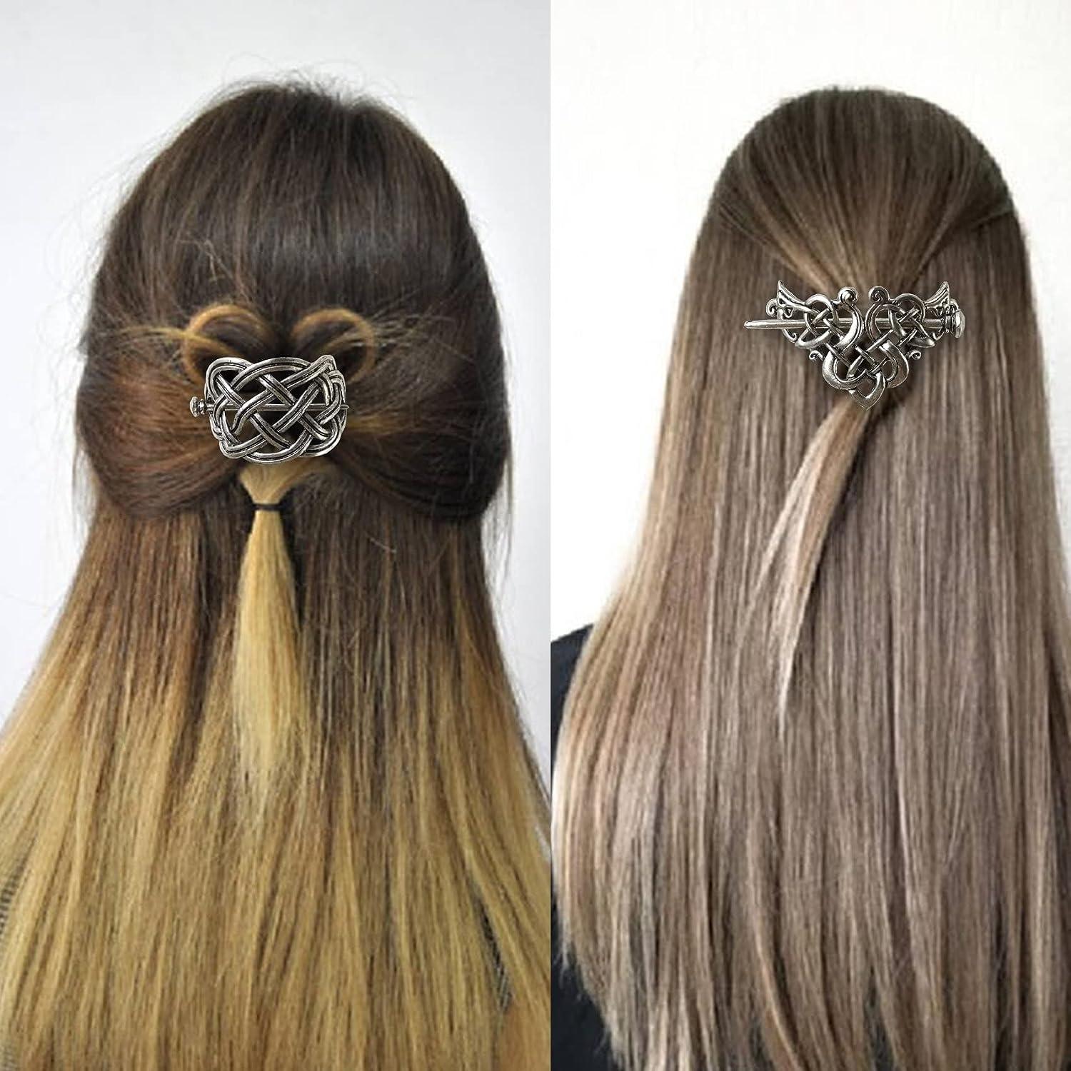Noverlife 5PCS Celtic Hairpins Vintage Silver Viking Hair Clips Minimalist  Celtic Knot Hair Slide Alloy Knot