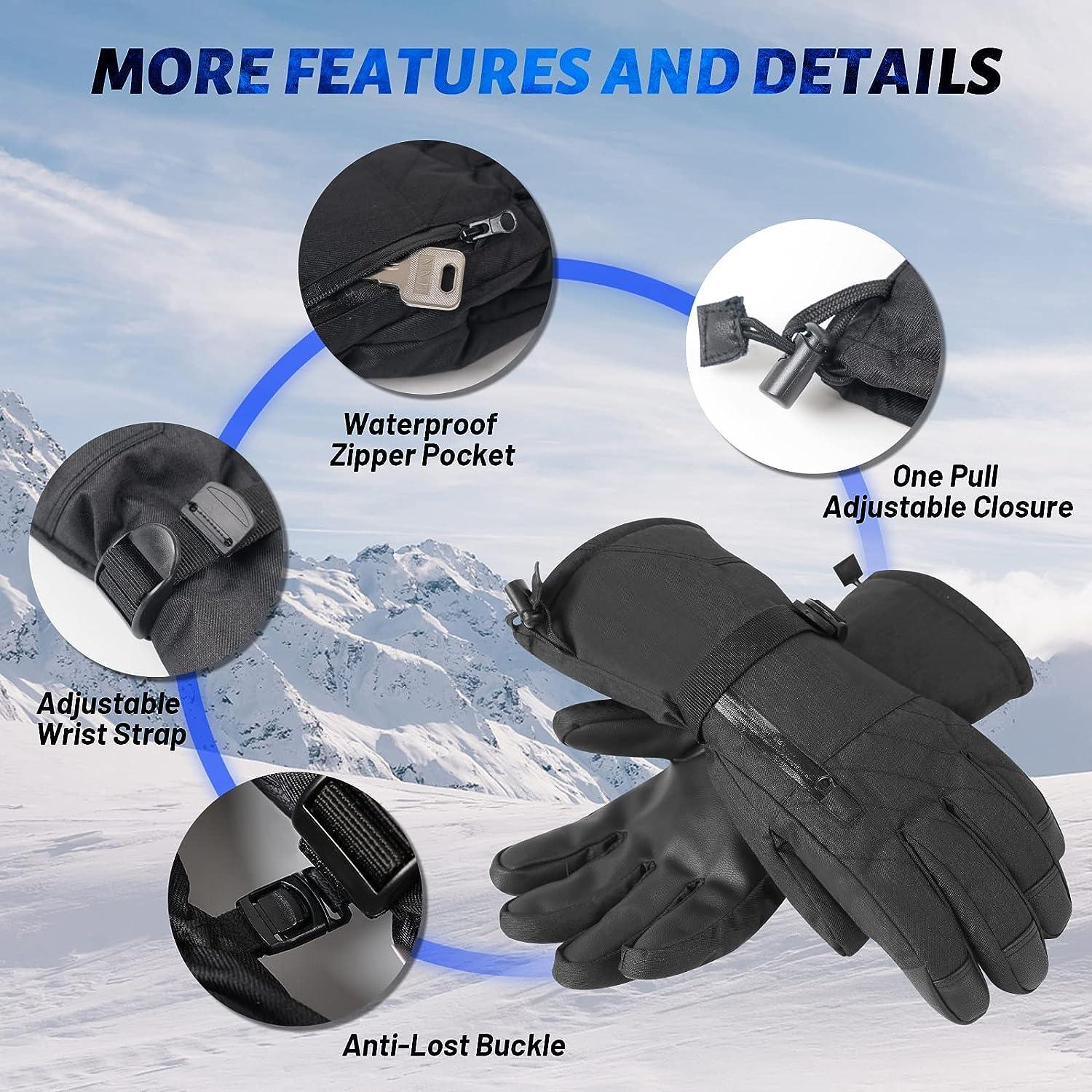 Alpine Swiss Mens Waterproof Gauntlet Ski Gloves Winter Sport Snow Board  Windproof 3M Thinsulate - Alpine Swiss