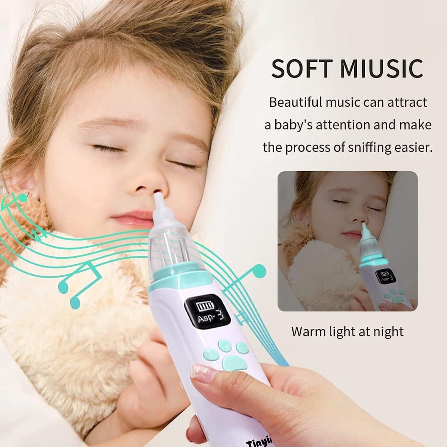 Baby Nasal Aspirator, Electric Nose Booger Sucker for Baby, Automatic Baby  Nose Cleaner USB Rechargeable with 5 Suctions Modes, Music & Colorful Light  Soothing Function for Infants Toddlers Kids Child 