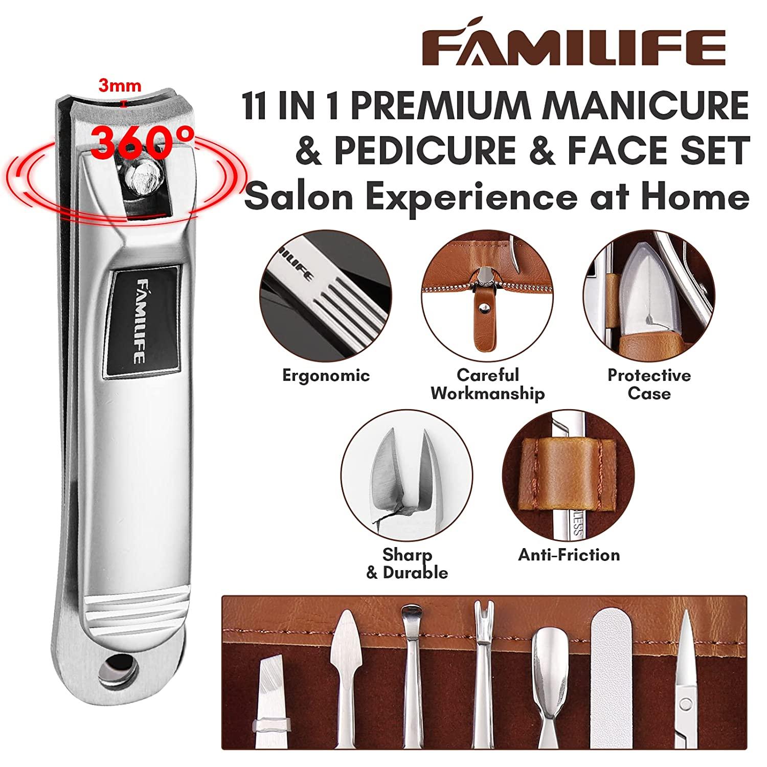 FAMILIFE Manicure Set, Professional Nail Kit Pedicure Kit Nail Clipper Set,  13PCS Beauty Tools Manicure Kit Pedicure Tools, Stainless Steel Nail Kit