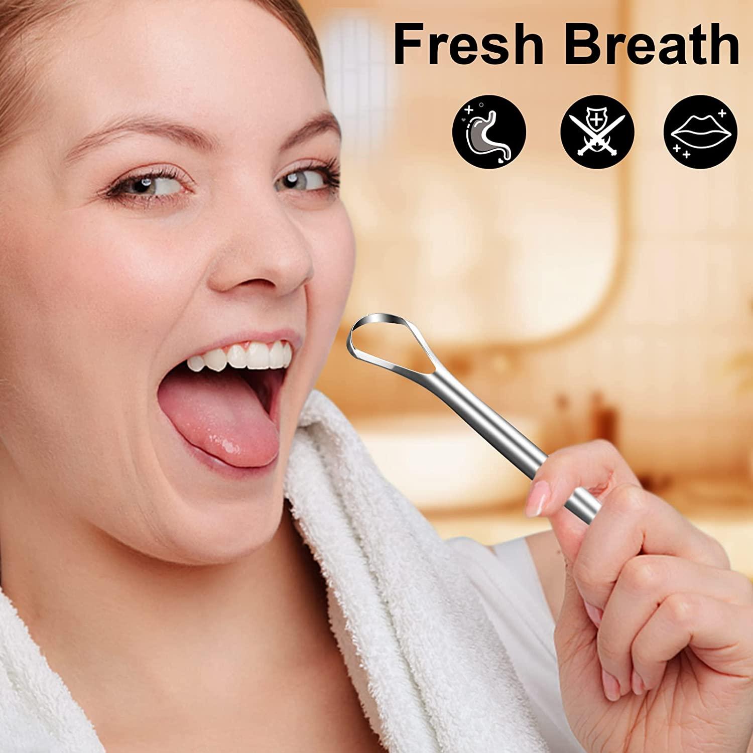 2pcs Stainless Steel Tongue Scraper Brush Cleaning Scraper Oral Care Tongue  Cleaner Tools