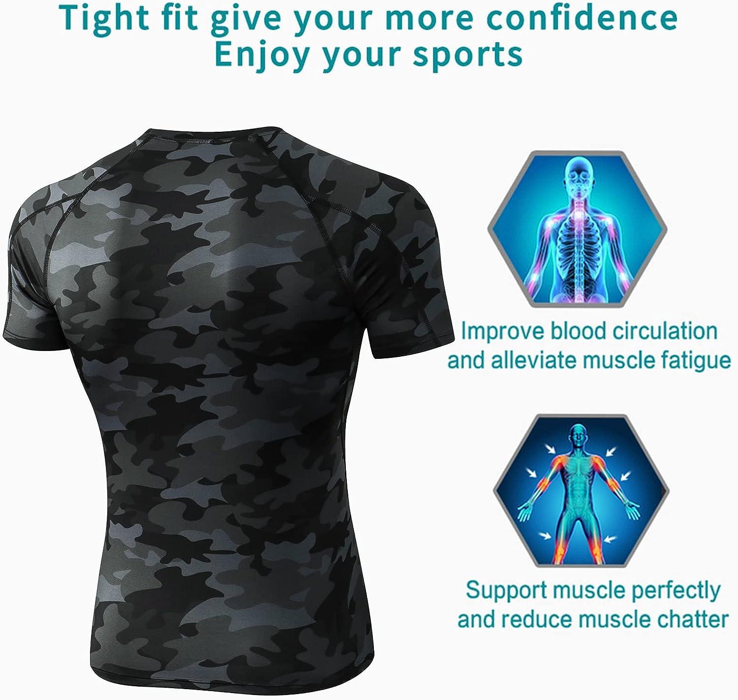  3 Pack Men's Compression Shirts Short Sleeve Athletic Shirts  Cool Dry Sports Base Layer Undershirts Muscle Tees Shirts : Clothing, Shoes  & Jewelry