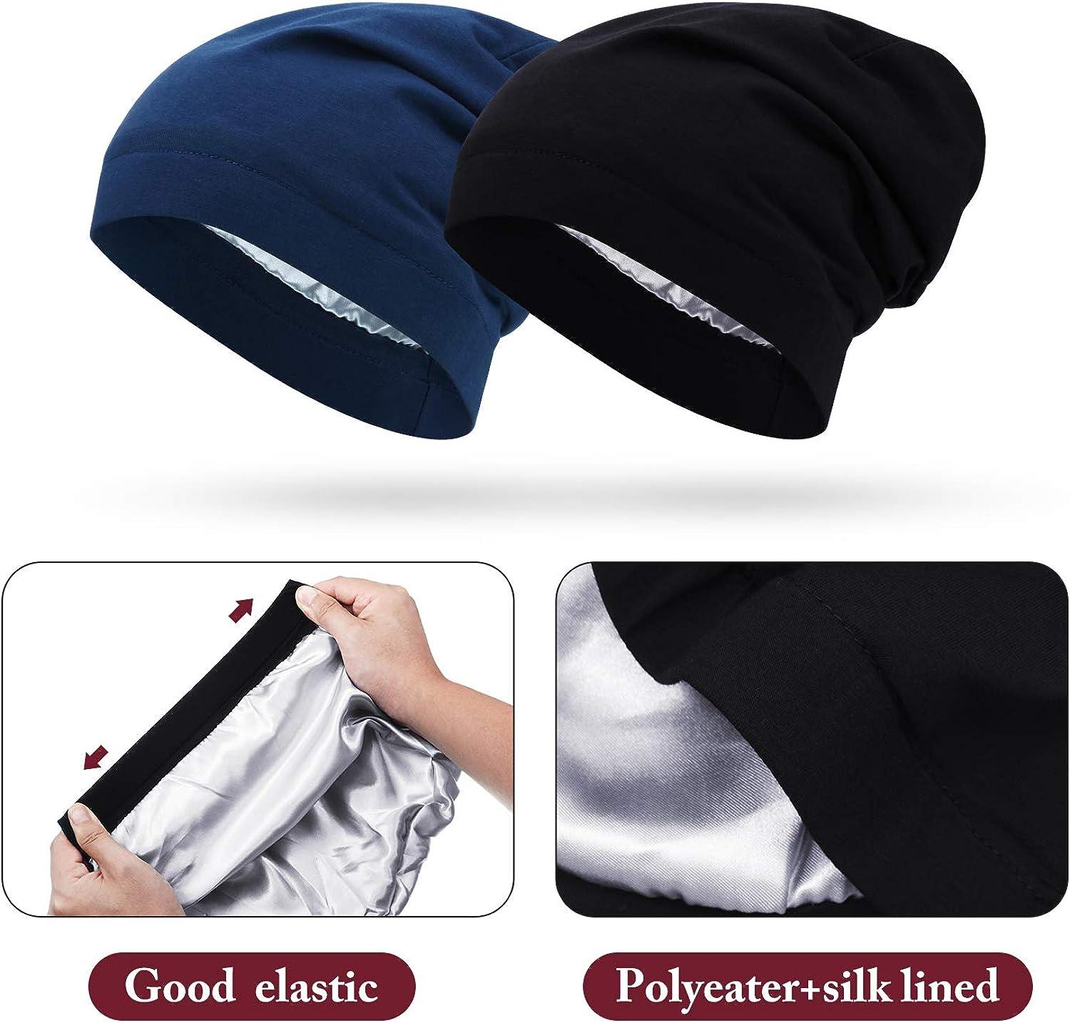 SATINIOR 4 Pieces Satin Lined Sleep Cap Slouchy Beanie Slap Hat for Women