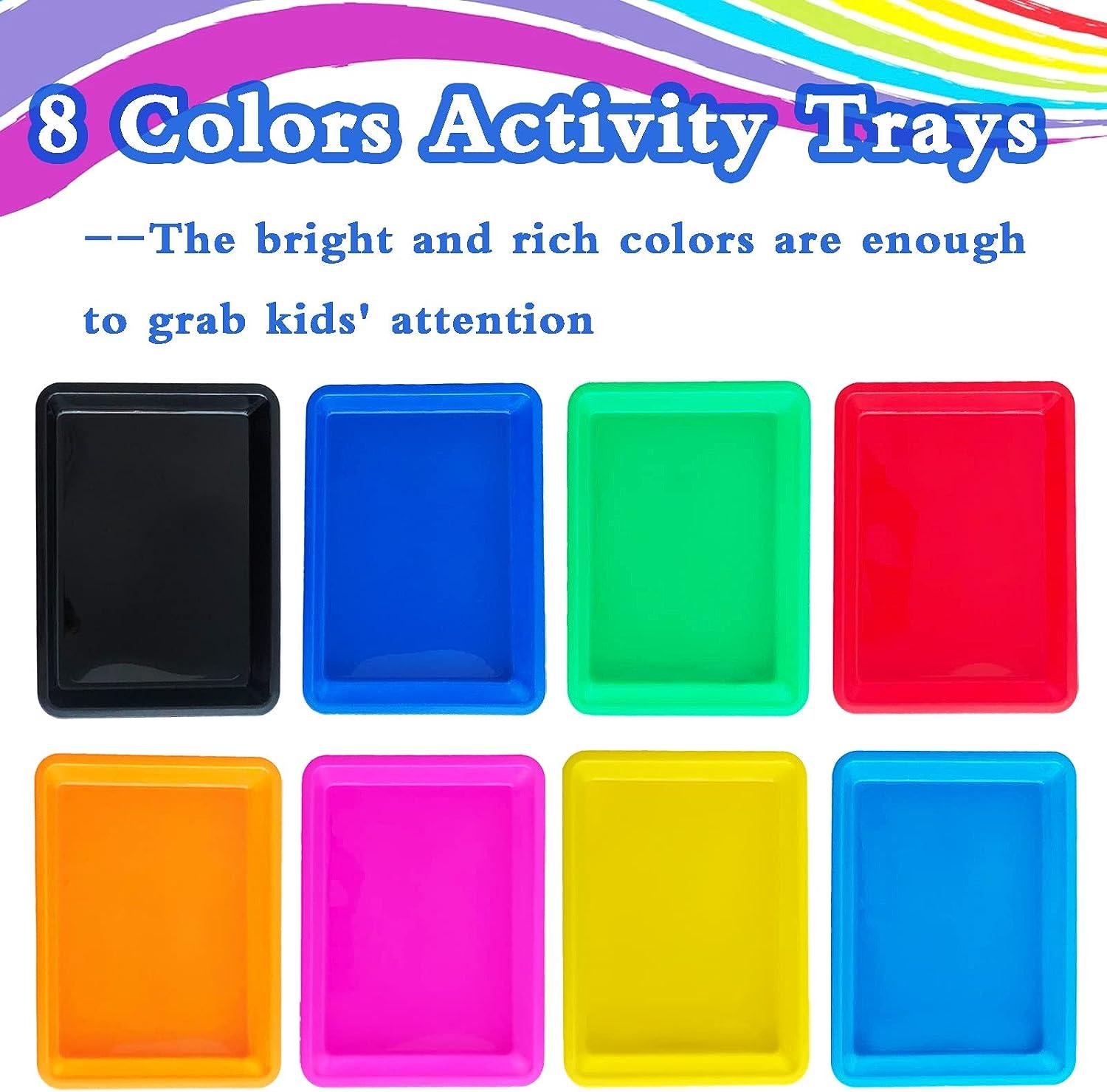 Plastic Trays for Kids - Set of 6 in Bright Colors - Sand, Salt, Art  Classroom and Teacher Supplies