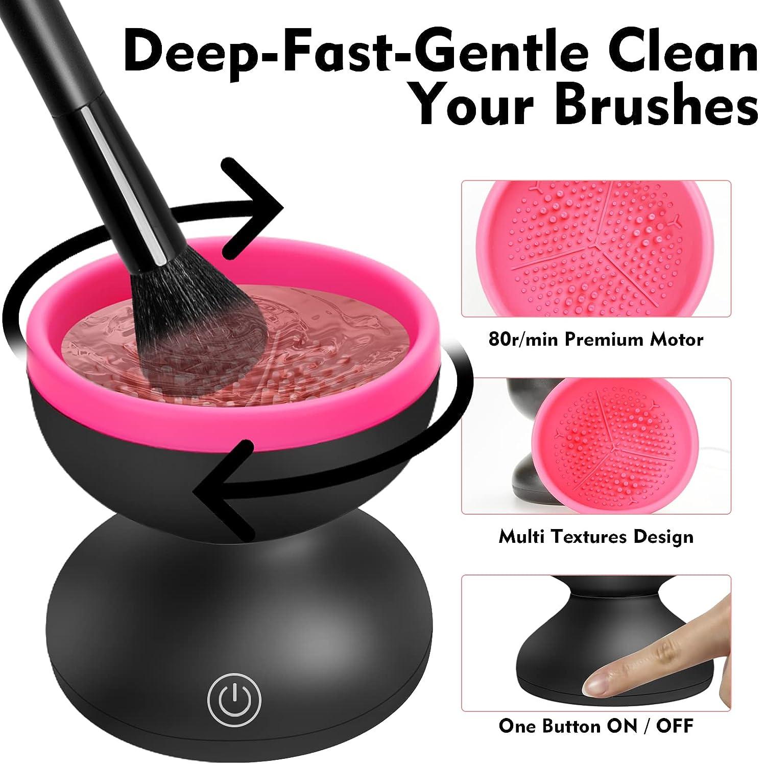 Electric Makeup Brush Cleaner Machine Portable Automatic Spinner Brush  Cleaner Tools for All Size Makeup Brushes Make Up Brush Cleaner Cleanser  Gifts for Women Girlfriend Wife Mom Daughter(black)
