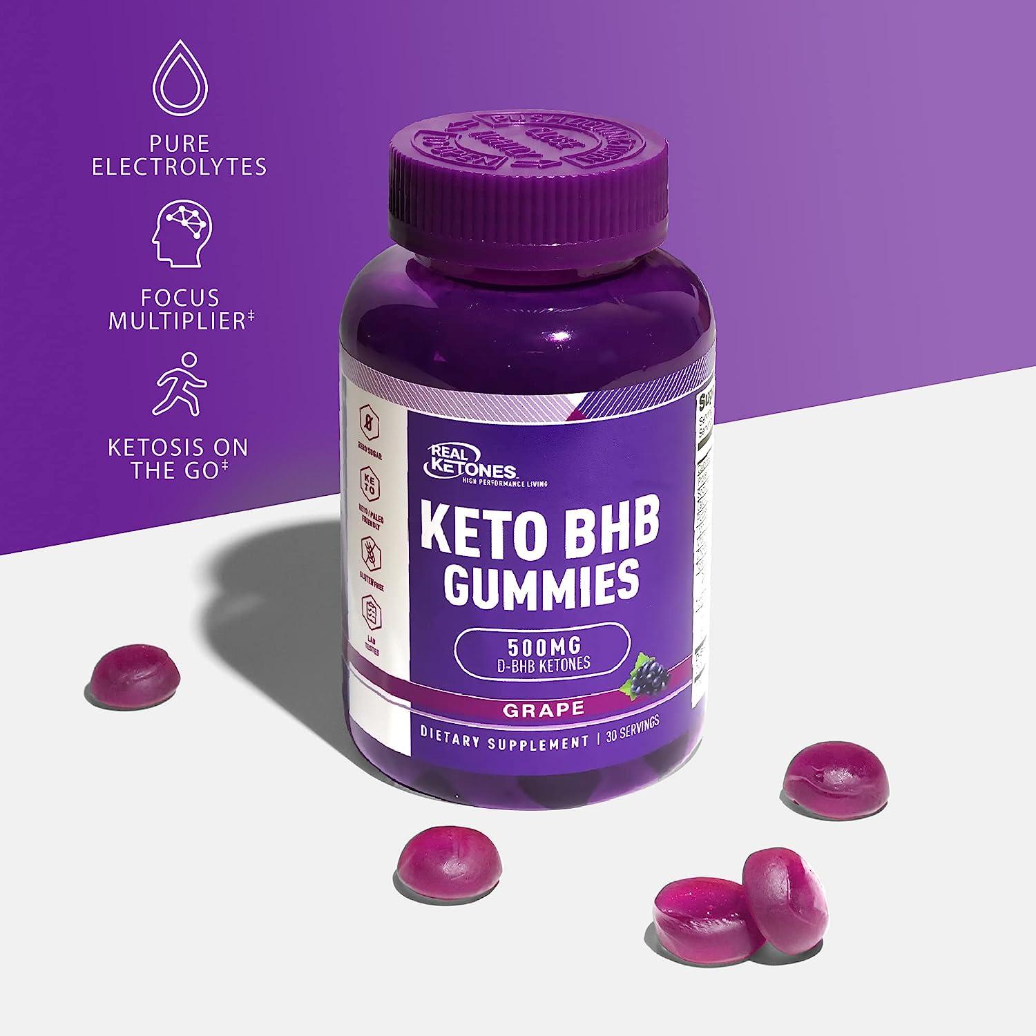 Real Ketones Keto BHB Gummies - Keto Gummies with BHB Exogenous Ketones for  Enhanced Performance Energy Focus and Keto Diet Support - High Strength