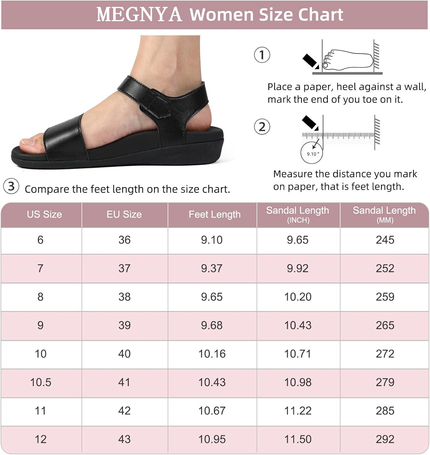 MEGNYA Comfortable Arch Support Walking Sandals for Women Plantar Fasciitis  Slides with Soft Straps Orthotic Sandals with Anti Slip Lightweight Sole 9  W1-black