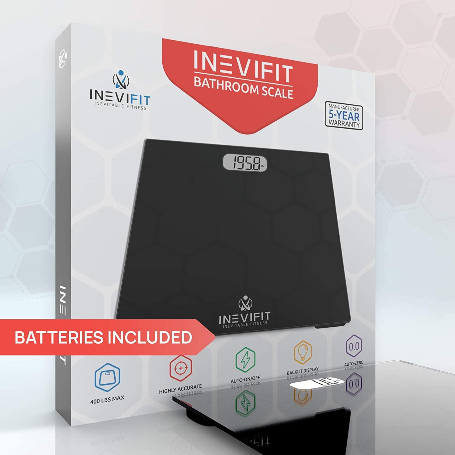 INEVIFIT Bathroom Scale, Highly Accurate Digital Bathroom Body Scale,  Measures Weight up to 400 lbs. Includes Batteries