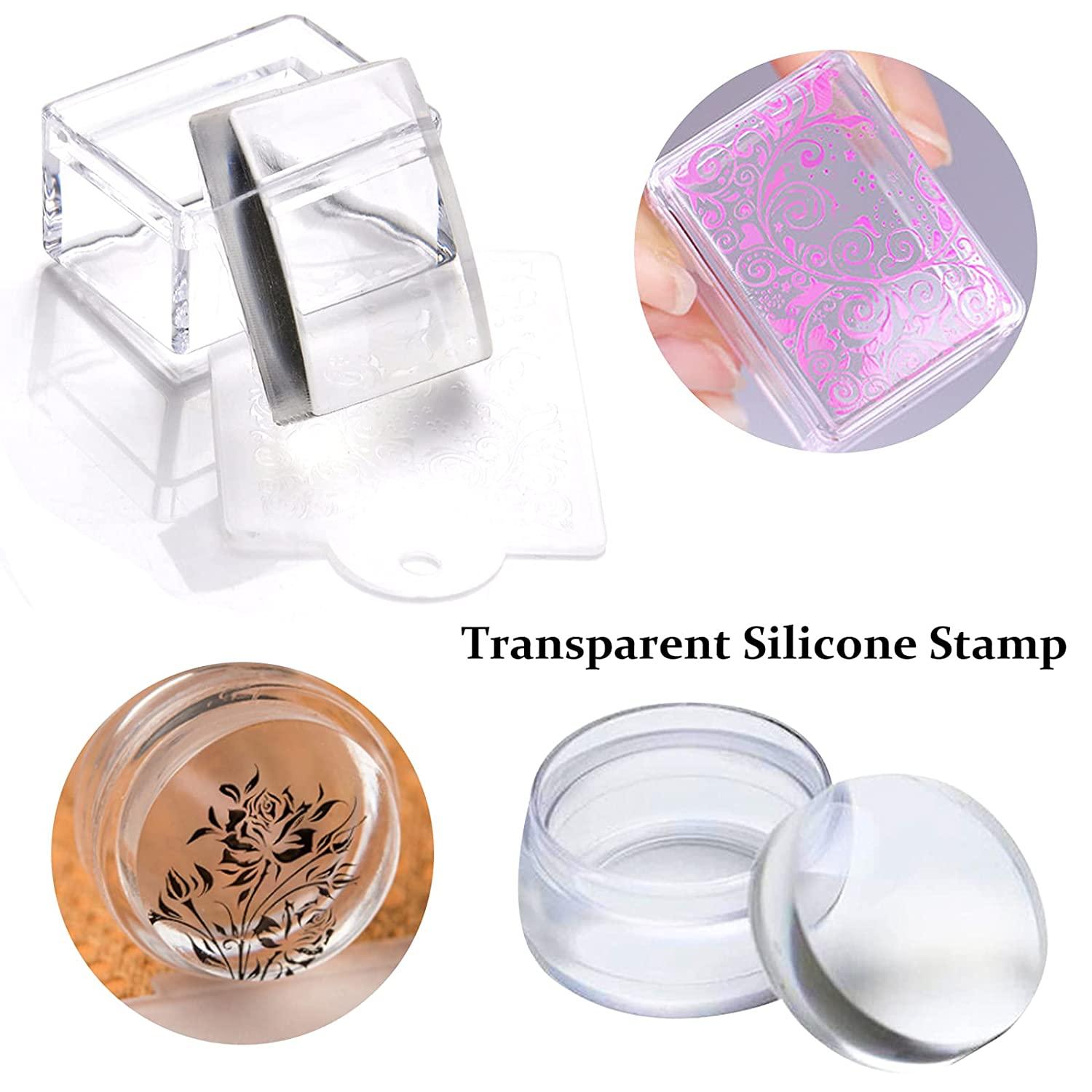 1pc Silicone Nail Stamper,ABS Nail Art Seal With Cover Silicone