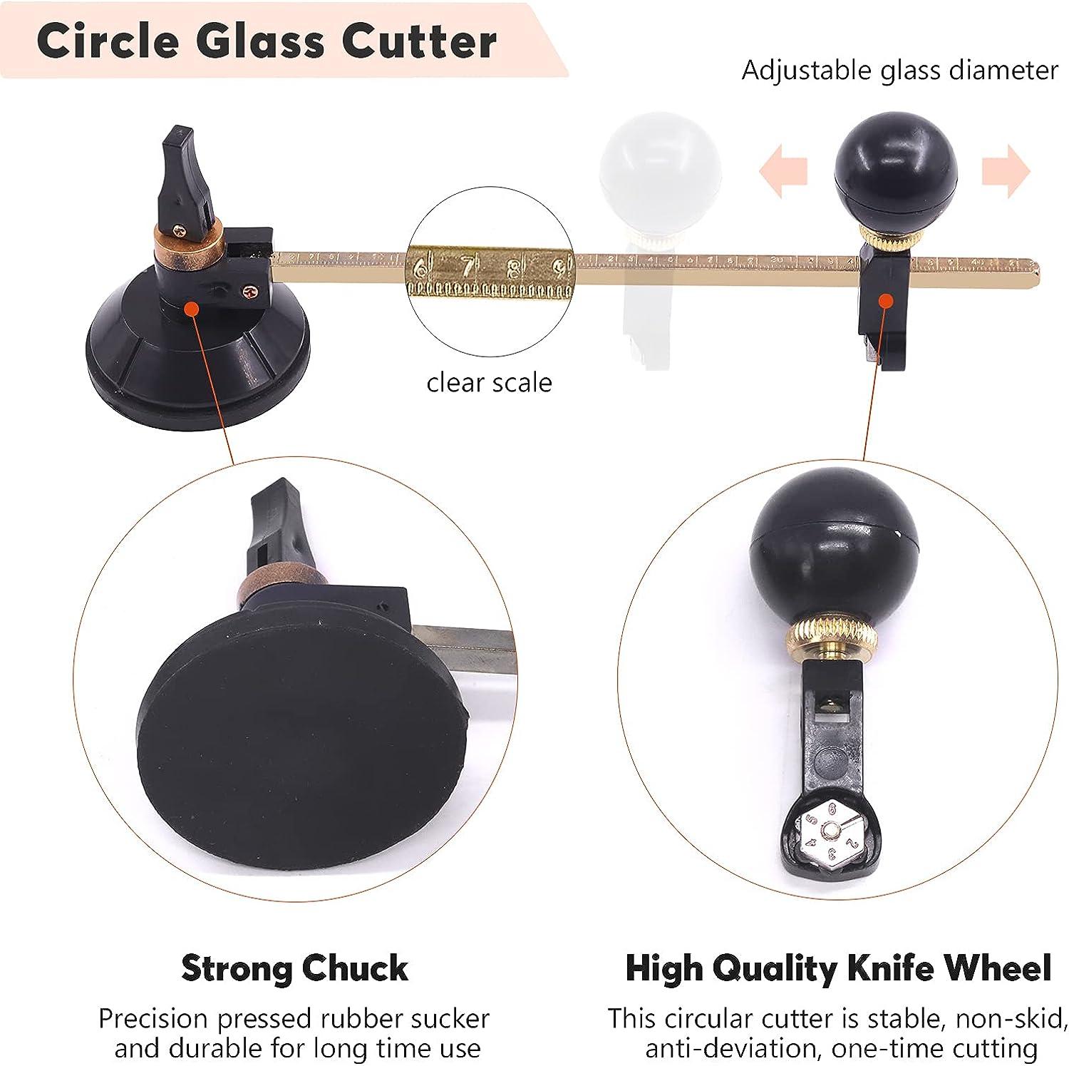 Garosa Portable Circular Glass Cutter Adjustable Glass Ceramic Tile Cutter  with Round Knob Handle and Suction Cup, Maximum Cutting Diameter 40cm/15.75