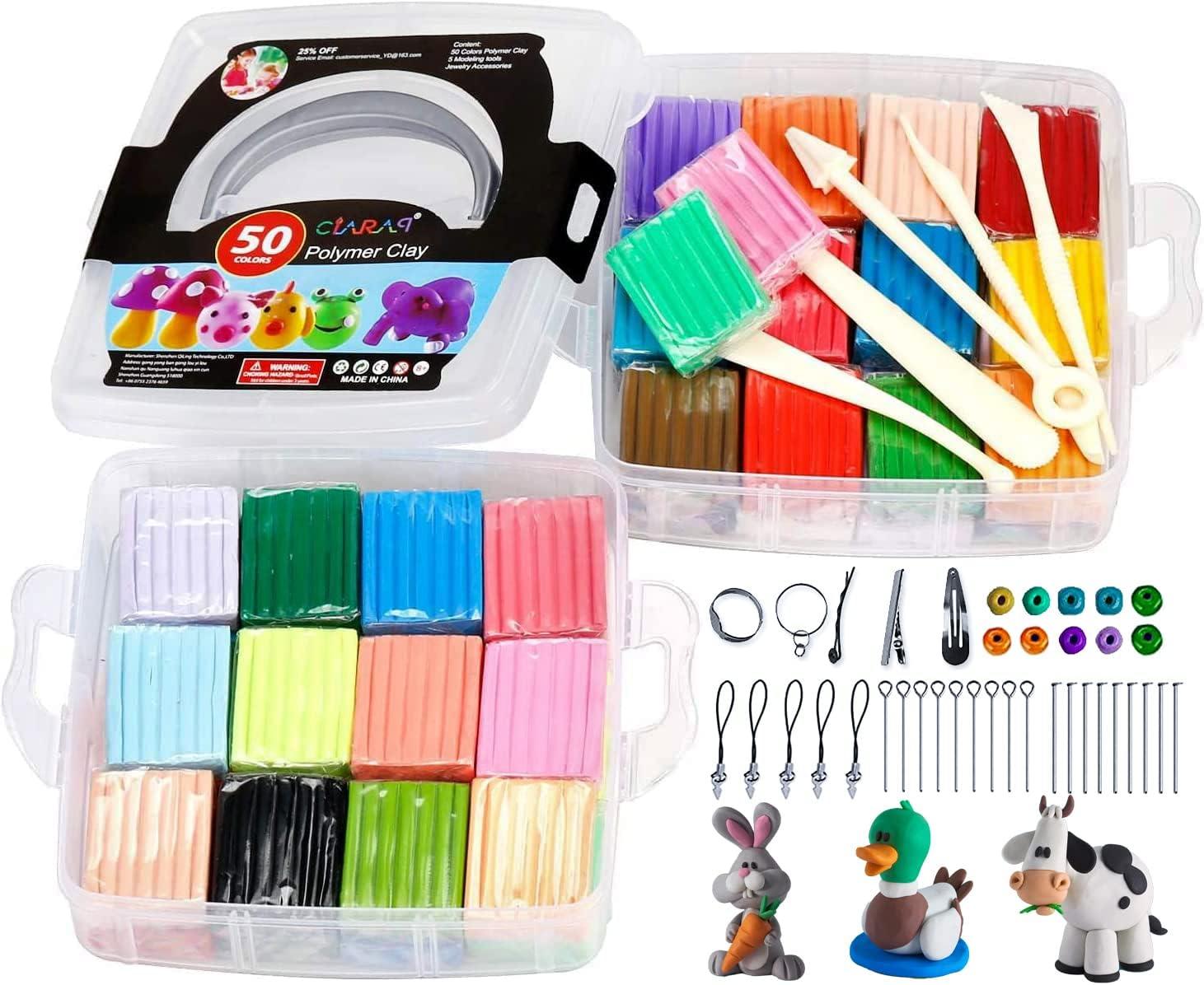 Polymer Clay 36 Colors, Modeling Clay for Kids DIY Starter Kits, Oven Baked  Model Clay, Non-Sticky,with Sculpting Tools, Gift for Children and Artists