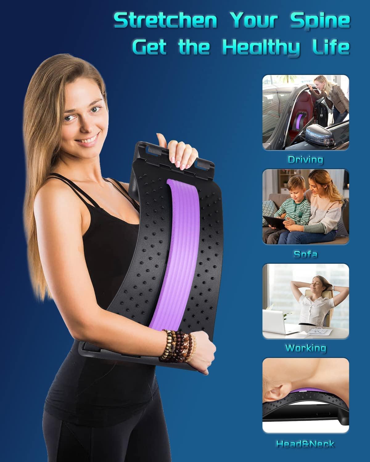 Back Stretching Device, Back Stretcher for Lower Back Pain Relief, 3-Level  Back Cracker Spine Deck - Black/Blue