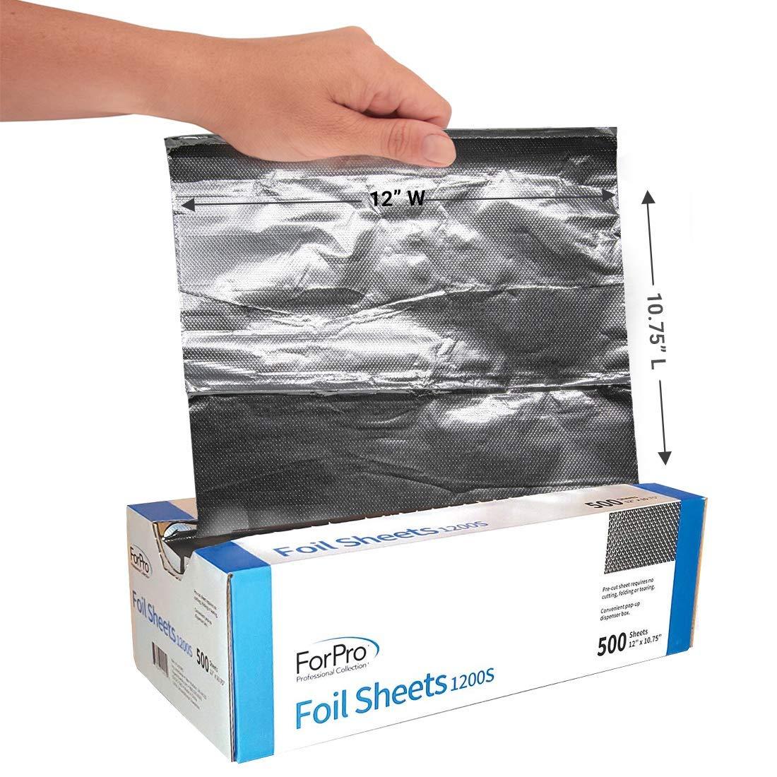 ForPro Embossed Foil Sheets 500S, Aluminum Foil, Pop-Up Foil Dispenser,  Hair Foils for Color Application and Highlighting Services, Food Safe, 5” W  x 10.75” L, 1000-Count 