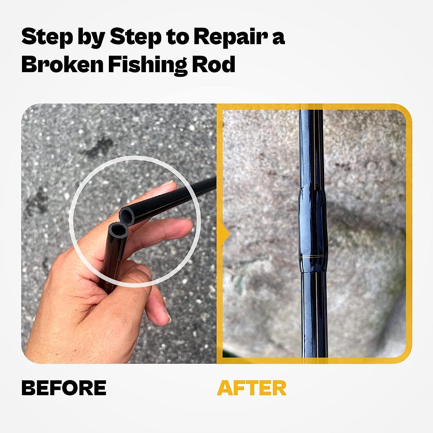 OJYDOIIIY Fishing Rod Repair Kit Complete,All-in-one Supplies with Glue for Freshwater & Saltwater Broken Fishing Pole Repair with Carbon Fiber Sticks