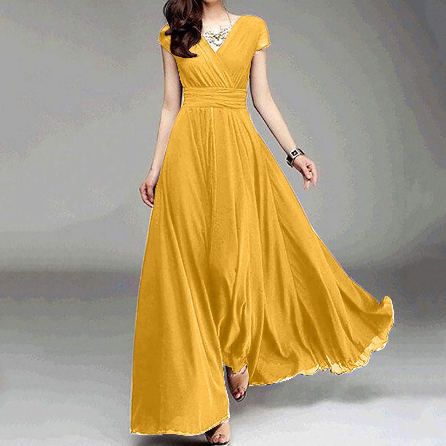 Buy Frock Style Yellow Party Wear Christian Wedding Clothing Online for  Women in USA
