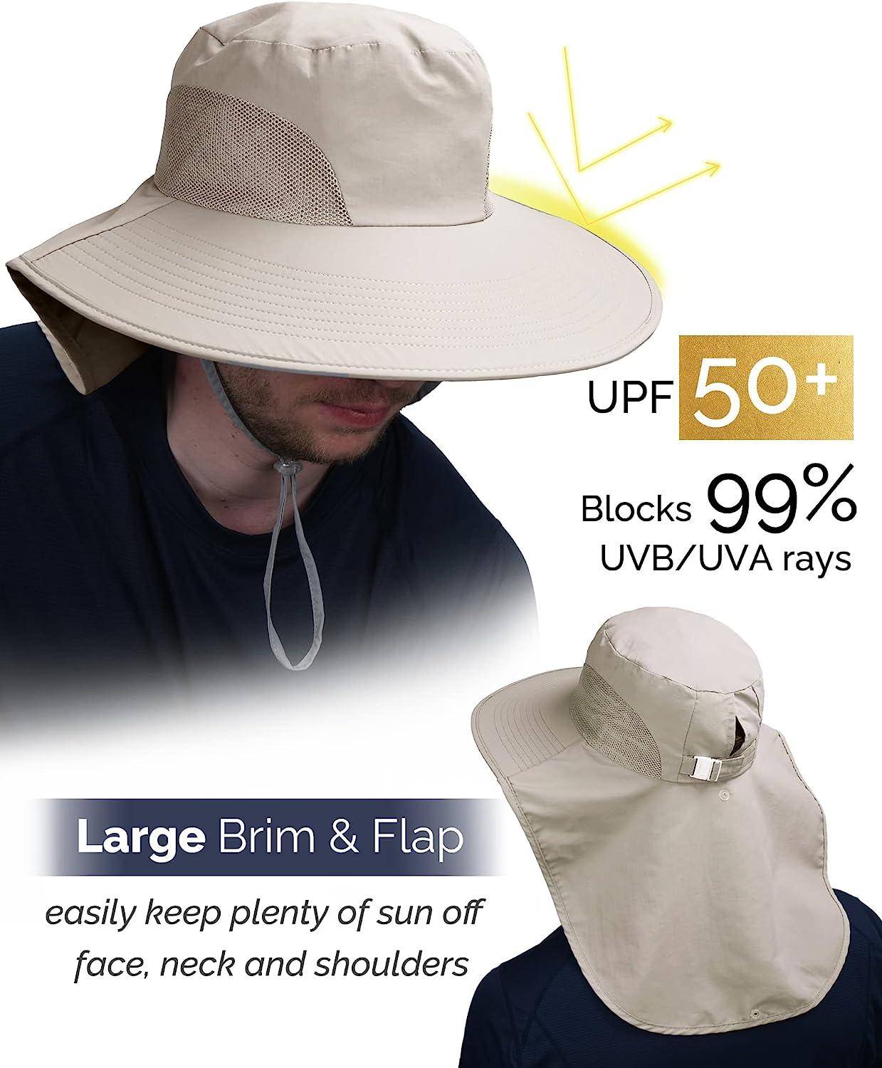 Sun Hat for Men Women with Neck Flap,UPF 50+ UV Protective Hiking Fishing  Hats,Wide Brim Sun Hat for Women&Men …