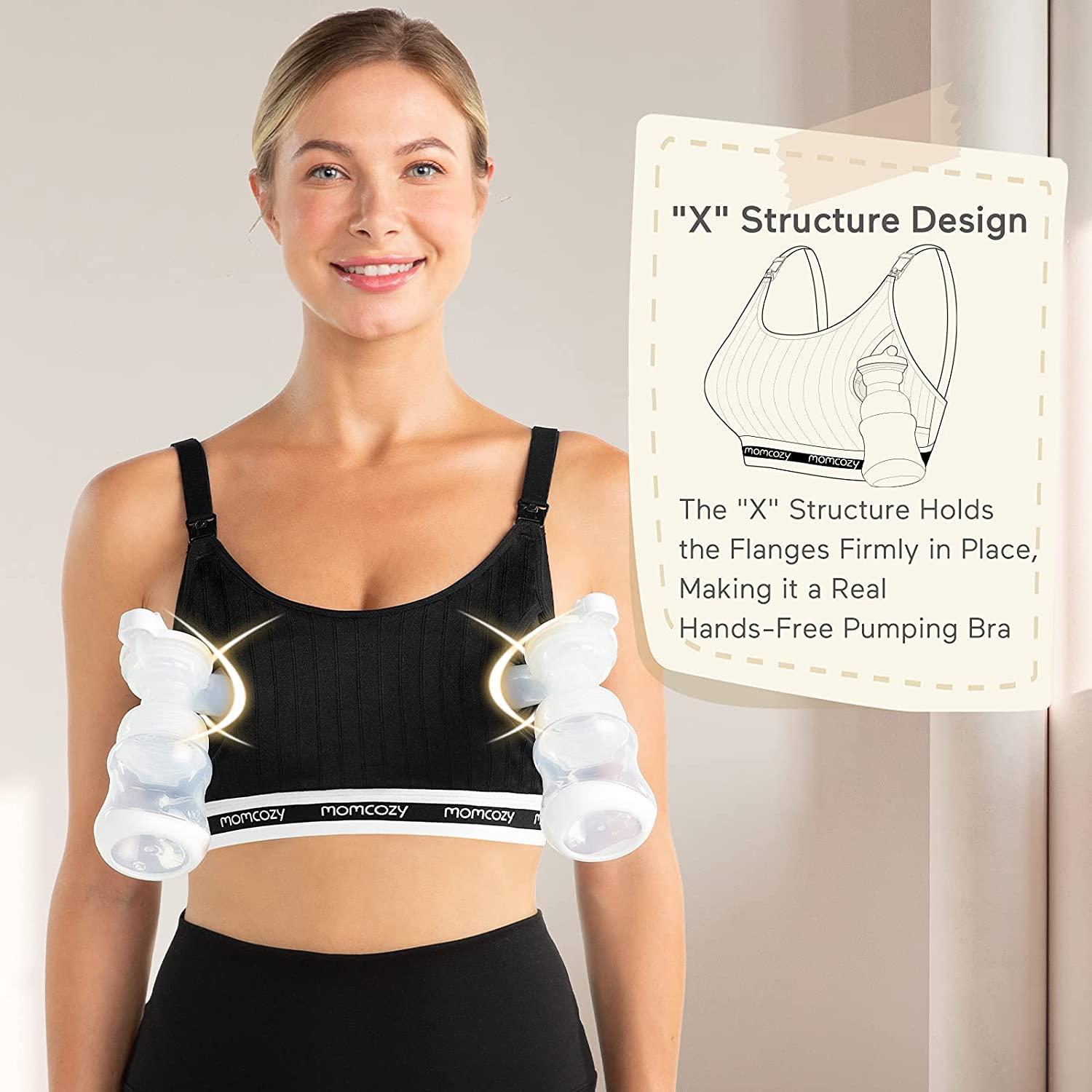 Momcozy Hands-Free Pumping Bra | Adjustable Breast Pump and Nursing Bra |  All Day Wear for Spectra, Lansinoh, Philips Avent | Black