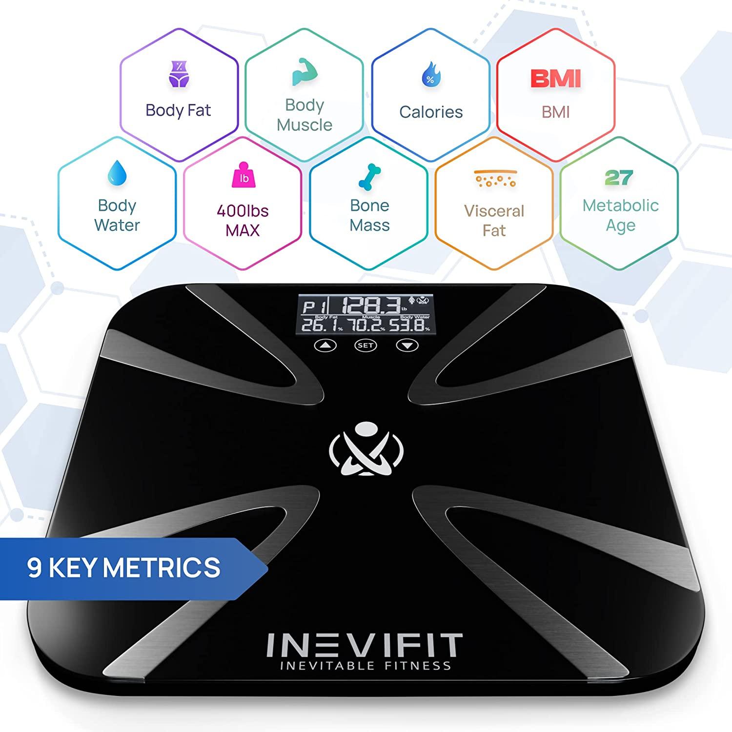 INEVIFIT Body-Analyzer Scale, Highly Accurate Digital Bathroom Body  Composition Analyzer, Measures Weight, Body Fat, Water, Muscle & Bone Mass  for 10