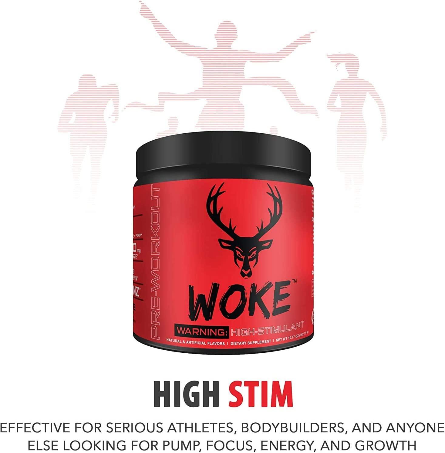  Bucked Up - Woke - HIGH STIM Pre Workout - Best Tasting - Focus  Nootropic, Pump, Strength and Growth, 30 Servings (Grape) : Health &  Household