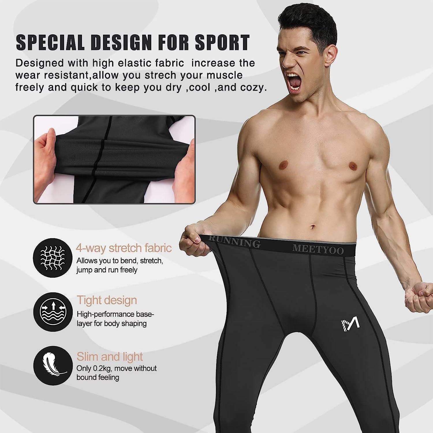 MEETYOO Men's 3/4 Compression Pants with Pockets