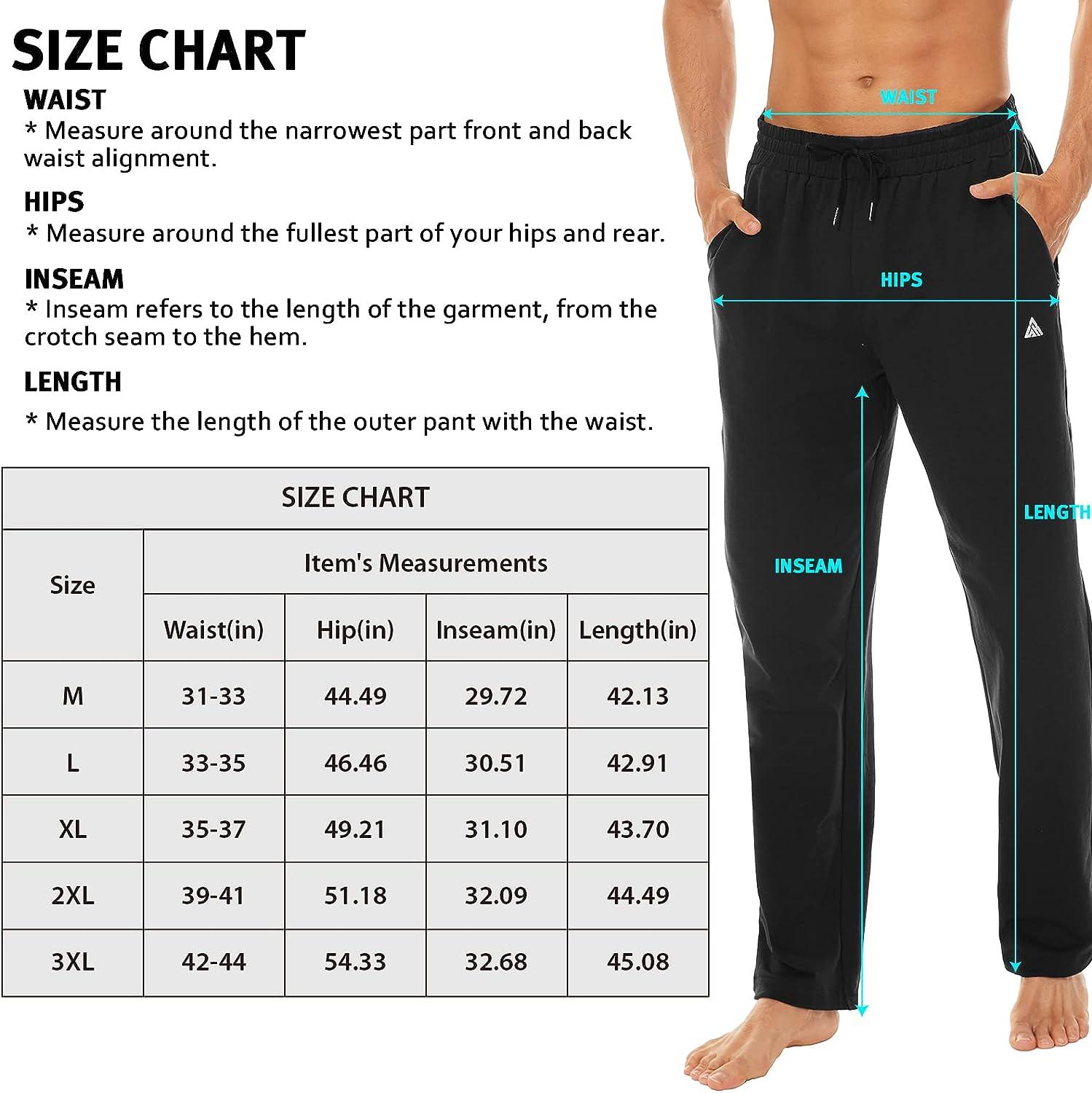 BIG MENS Open Bottom Sweatpants with POCKETS Comfortable Sizes 2XL