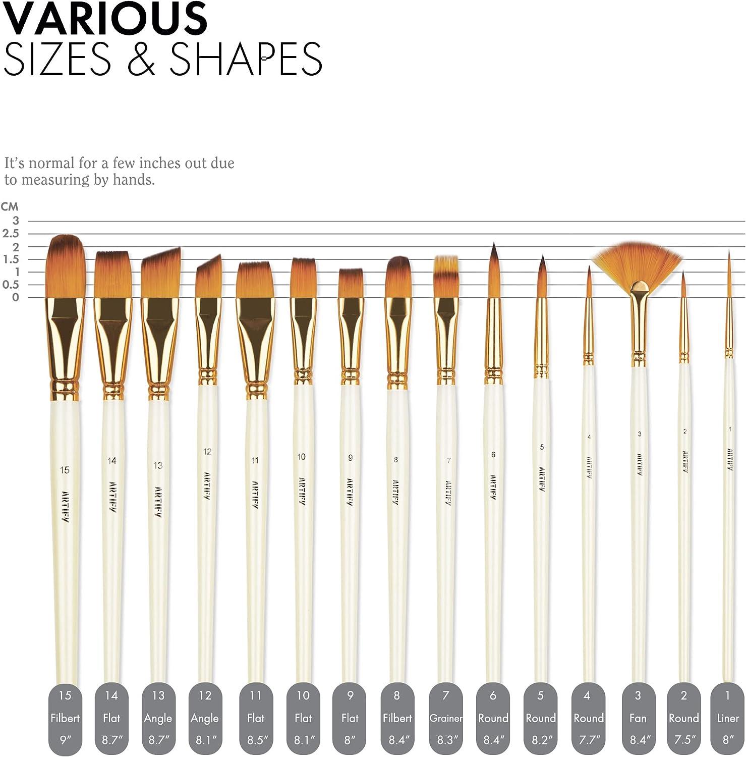 Artify 15 Pcs Professional Paint Brush Set Perfect for Oil Painting