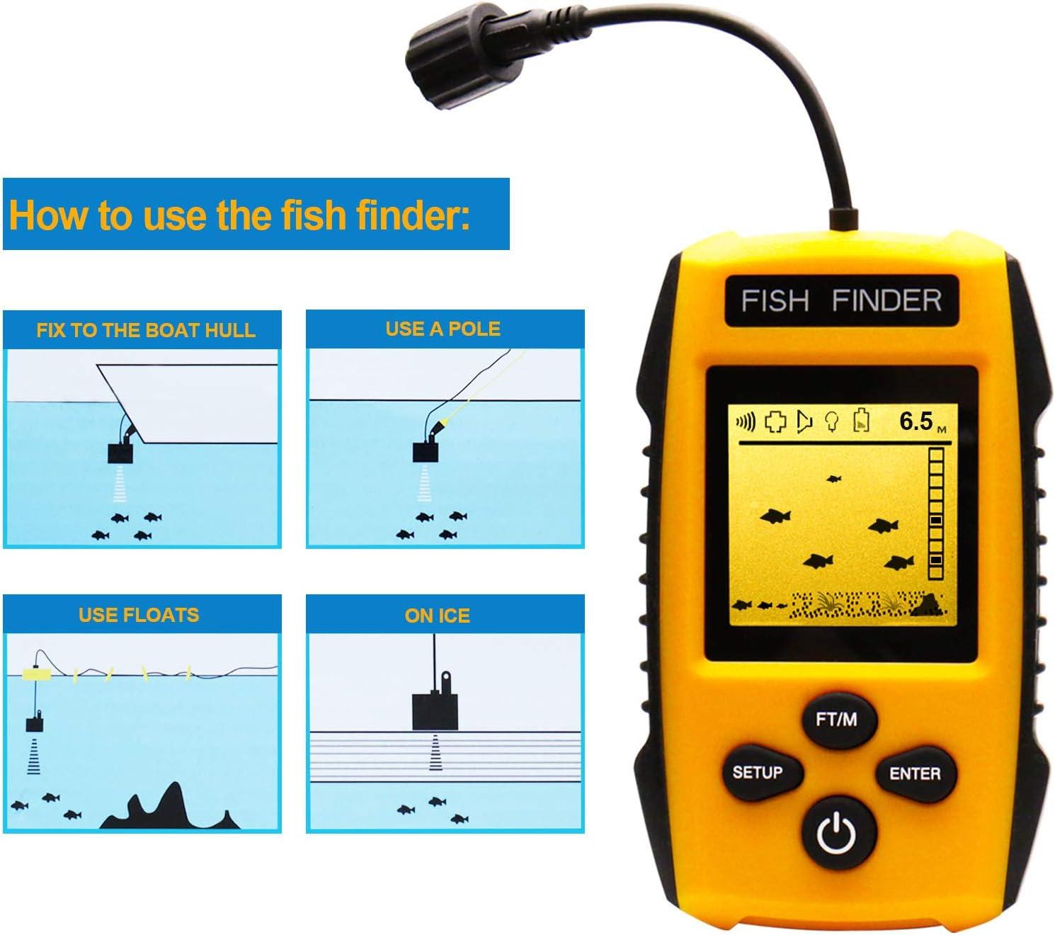 Portable Fish Finder Handheld Fishfinder Depth Sonar Sensor Transducer