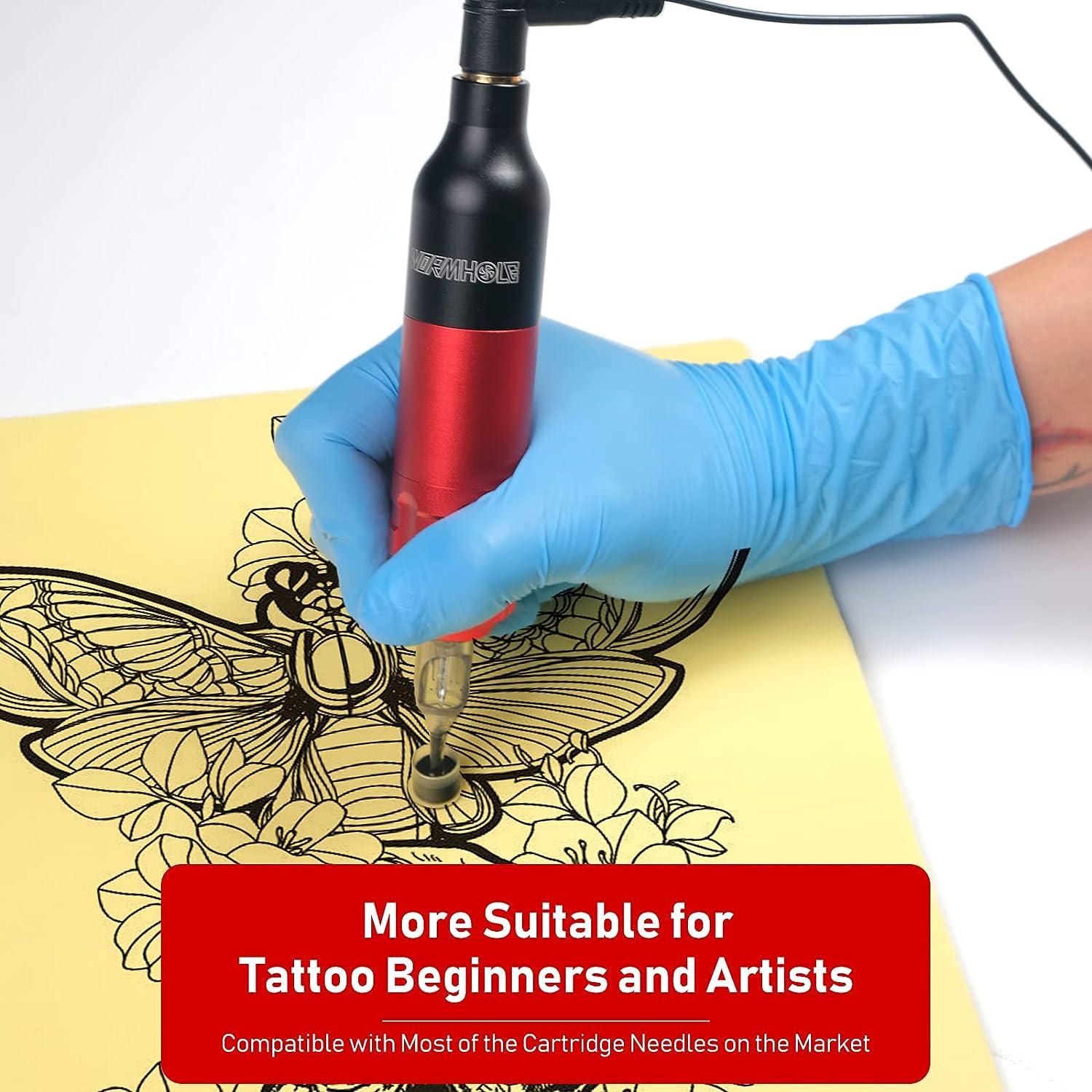 Tattoo Kit Wormhole Tattoo Machine Kit Tattoo Gun with 10 Inks 20 Cartridge  Needles, Power Supply Tattoo Machine for Tattoo Artists and Beginners