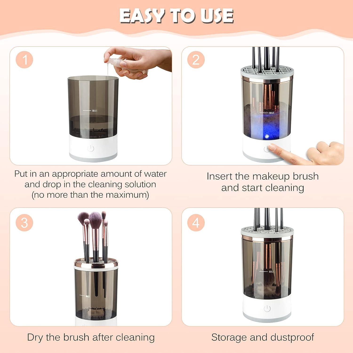  Electric Makeup Brush Cleaner, Makeup Brush Cleaner Machine  with Brush Clean Mat, Automatic Cosmetic Brush Cleaner Makeup Brush Tools  for All Size Beauty Makeup Brushes Set, Gift for Women Wife Friend 