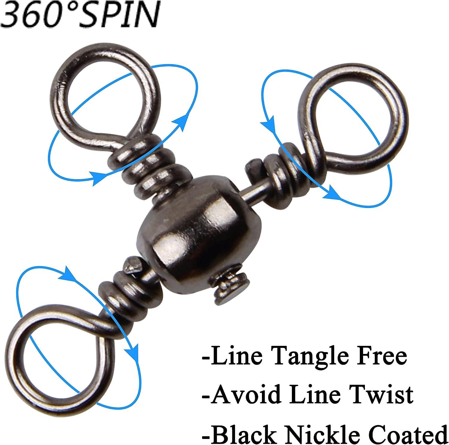 3 Way Barrel Cross Line Fishing Swivel with Solid Ring Connector