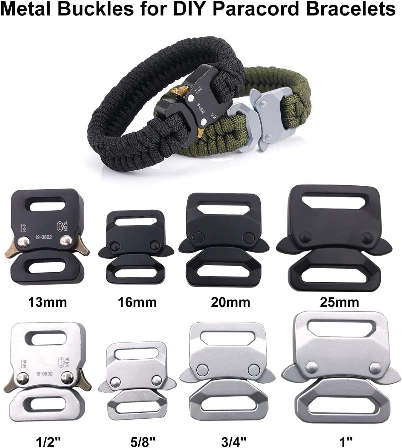 Paracord Bracelet Buckles 2 Pack Metal Side Quick Release Tactical Belt Buckle  DIY Necklace Bag Accessories TXZWJZ (Black 5/8in (16mm)) Black 5/8in (16mm)