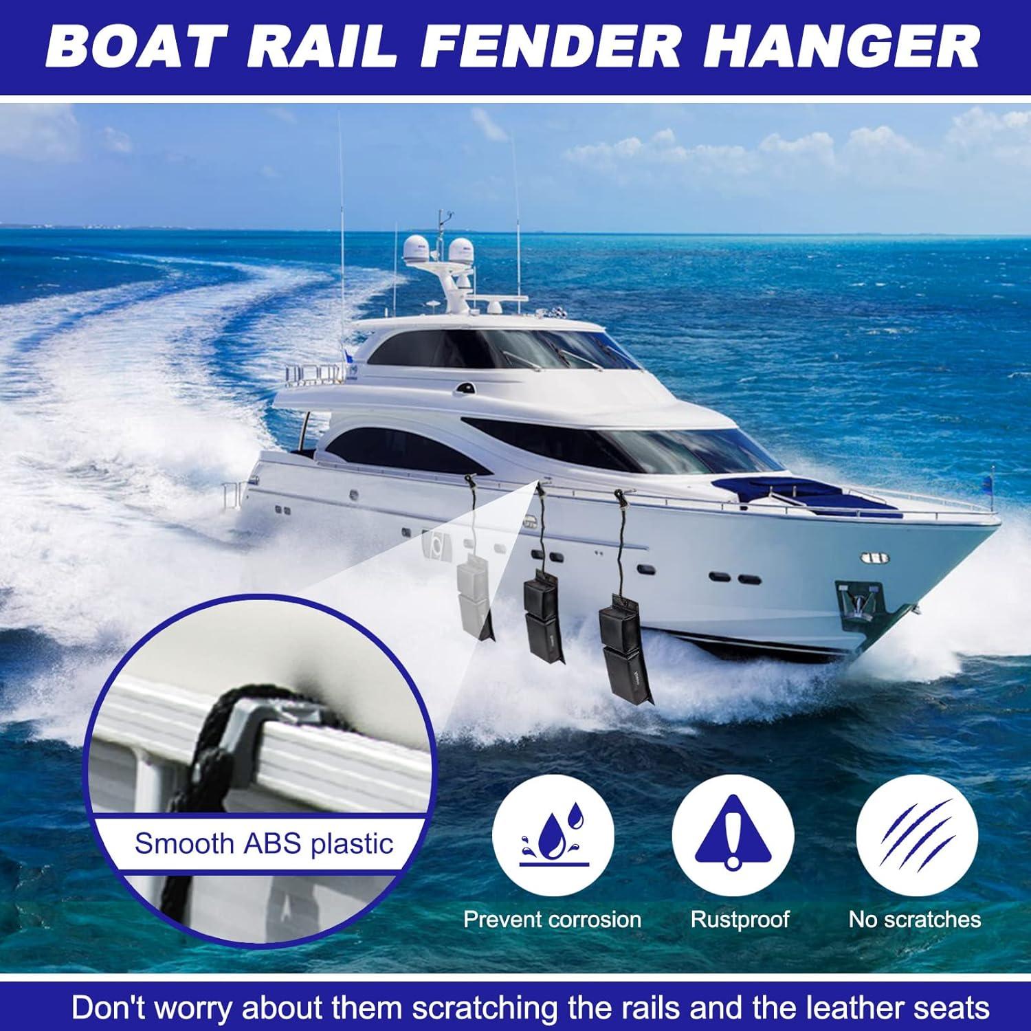 Pontoon Boat Square Rail Mount Fender Bumpers Hanger/Adjuster/Clip for  Docking 4 Pack