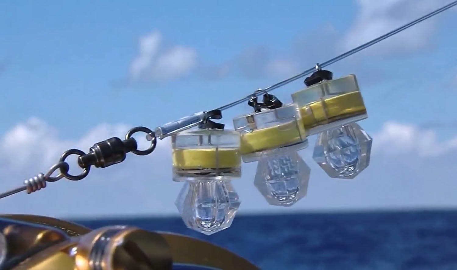 unbrand 3pcs LED Deep Drop Lights Diamond Fishing Lights Water Activate LED Lighted Fishing Lures Deep Drop Rig Fishing Flashers Tuna Swordfish