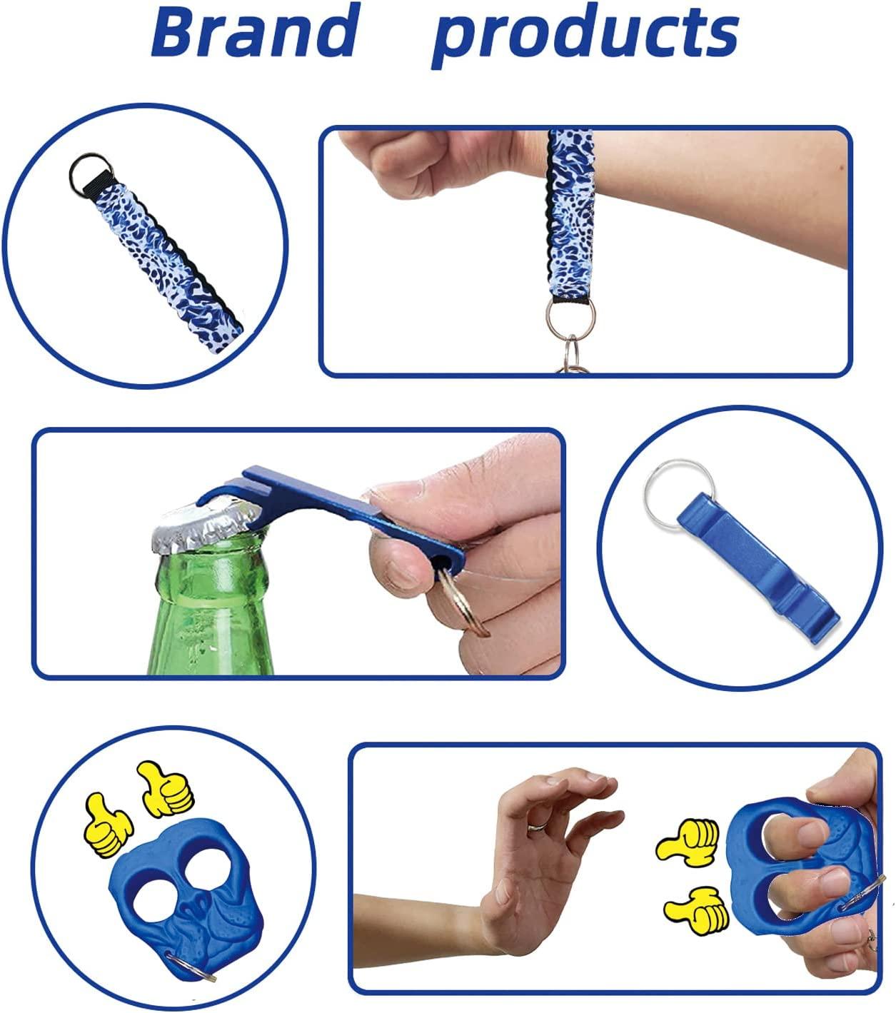 Safety Keychain Set for Woman with Personal Safety Alarm, Pom Pom and Lip  Balm Lanyard WirstletBlue