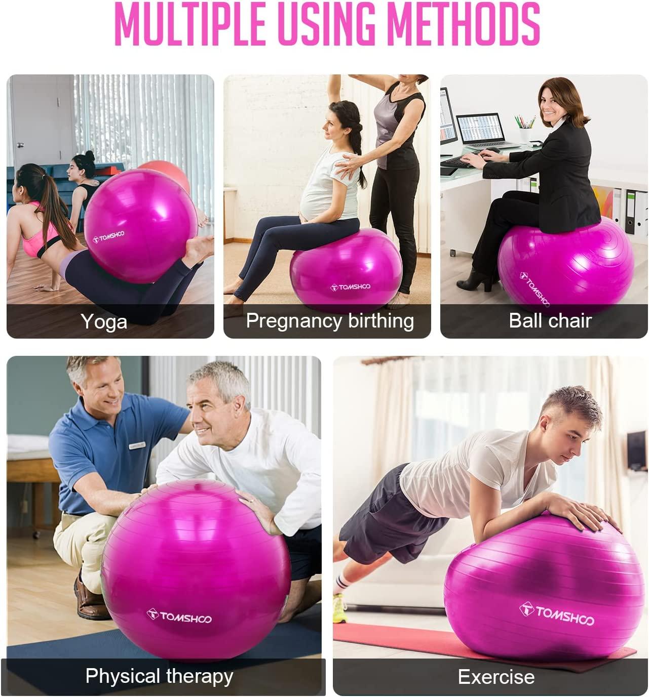 Cheers.US Exercise Ball Upgraded Anti Slip Yoga Ball with Massage Point  Inflatable Fitness Ball for Birthing, Pilates, Yoga Stability Balance 