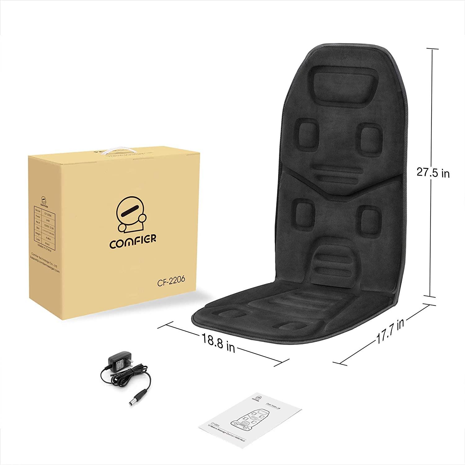 Comfort Products Massage Seat Cushion, 10 Motor with Heat, Black 60-2910