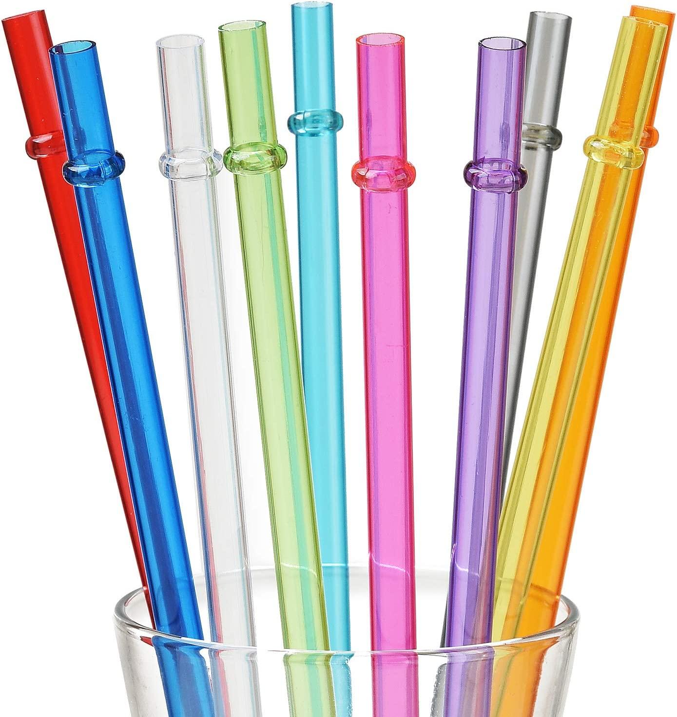 10.5 in Long Rainbow Colored Reusable Tritan Plastic Replacement Straws for  20 OZ 30 OZ Tumblers, Set of 10 with Cleaning Brush