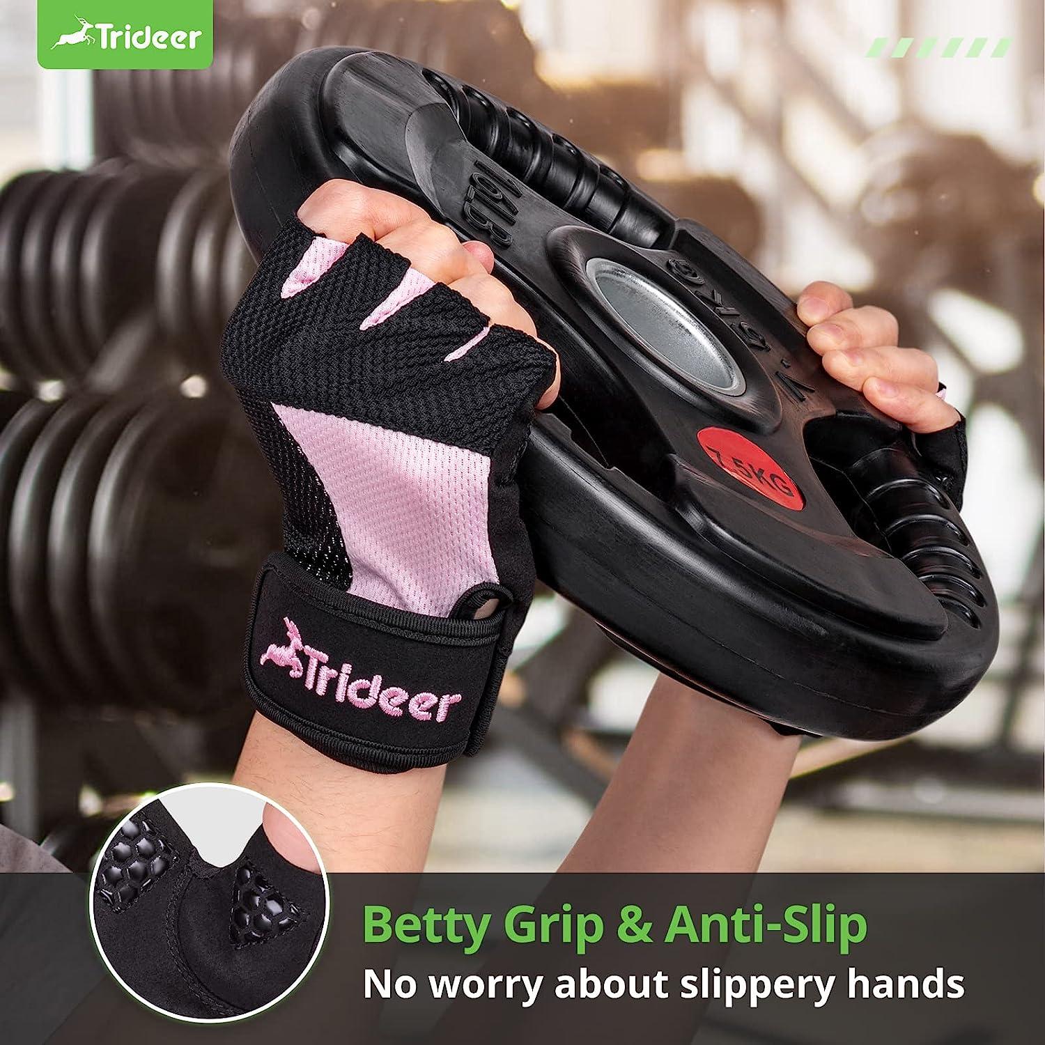 Trideer Breathable Workout Gloves Women with Grip, Weight Lifting Gloves  Gym Gloves for Weightlifting, Exercise, Training, Rowing and Biking Pink  Small (6.3-7.1 in)