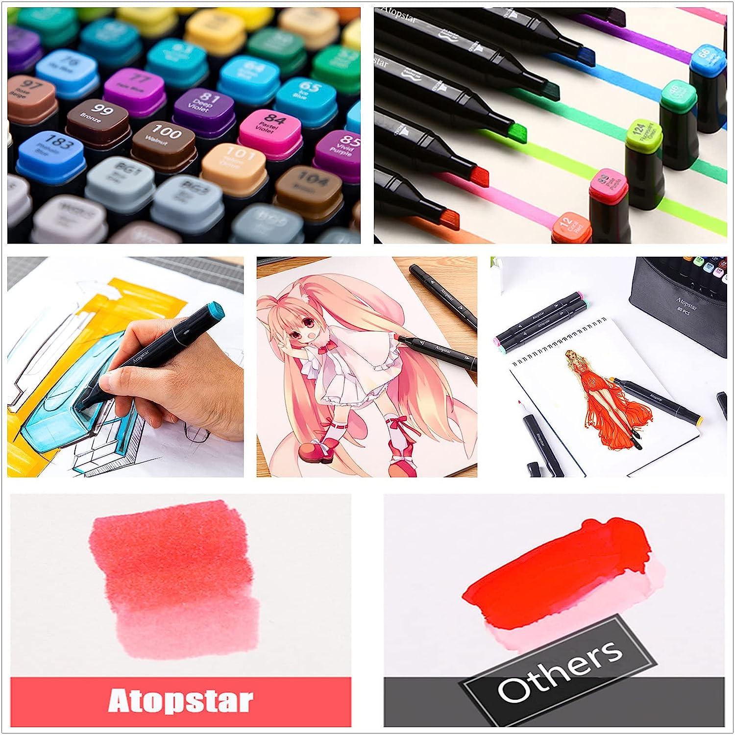 ATOPSTAR 100 Colors Alcohol Markers Artist Drawing Art Markers for Kids  Dual Tip Markers for Adult Coloring Painting Supplies Perfect for Kids Boys  Girls Students Adult(100 Black Shell) : : Arts 