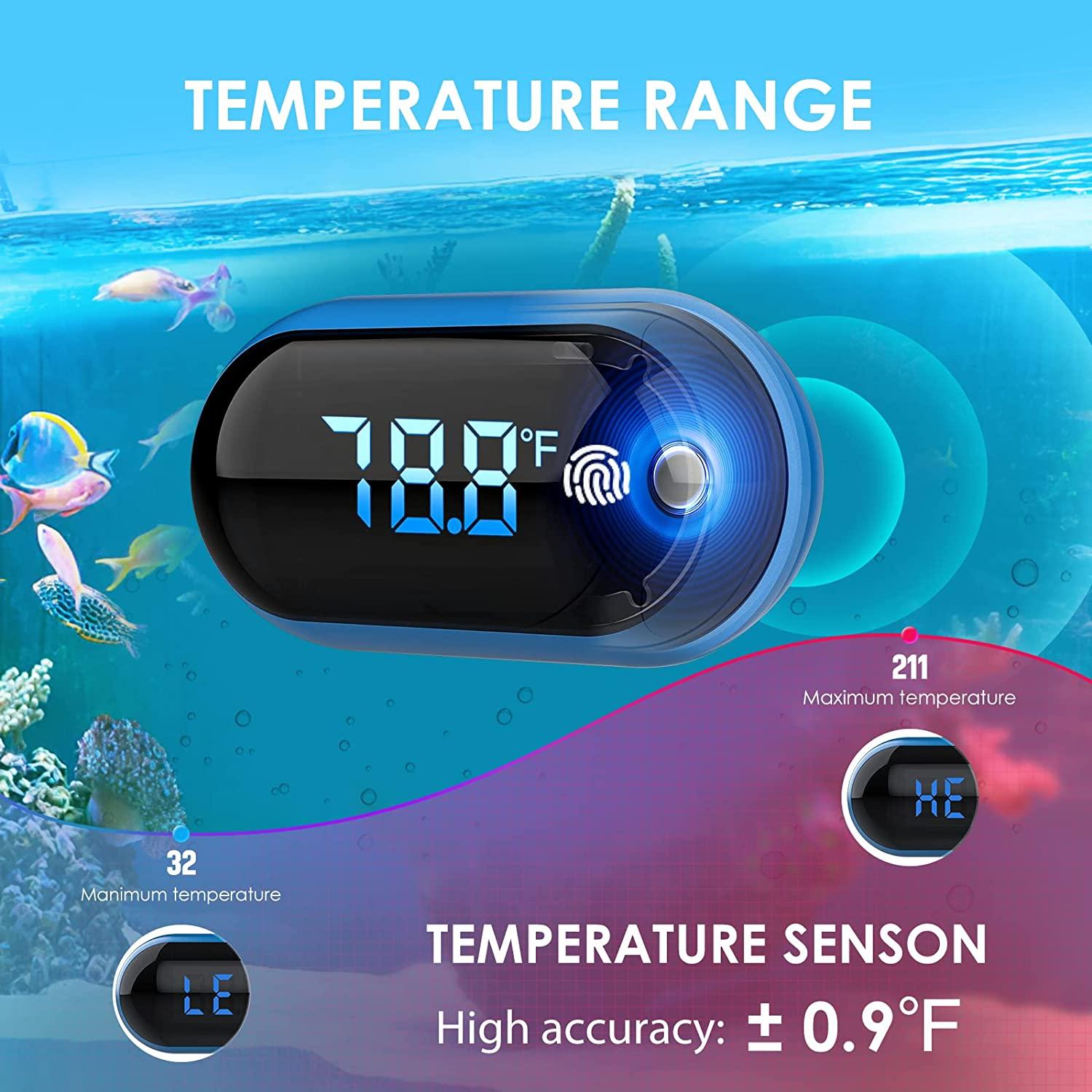  PAIZOO Fish Tank Digital Thermometer Accurate LED Display to  ±0.9°F Tank Thermometer Aquarium Temperature Measurement Suitable for Fish,  Axolotl, Turtle or Aquatic : Pet Supplies