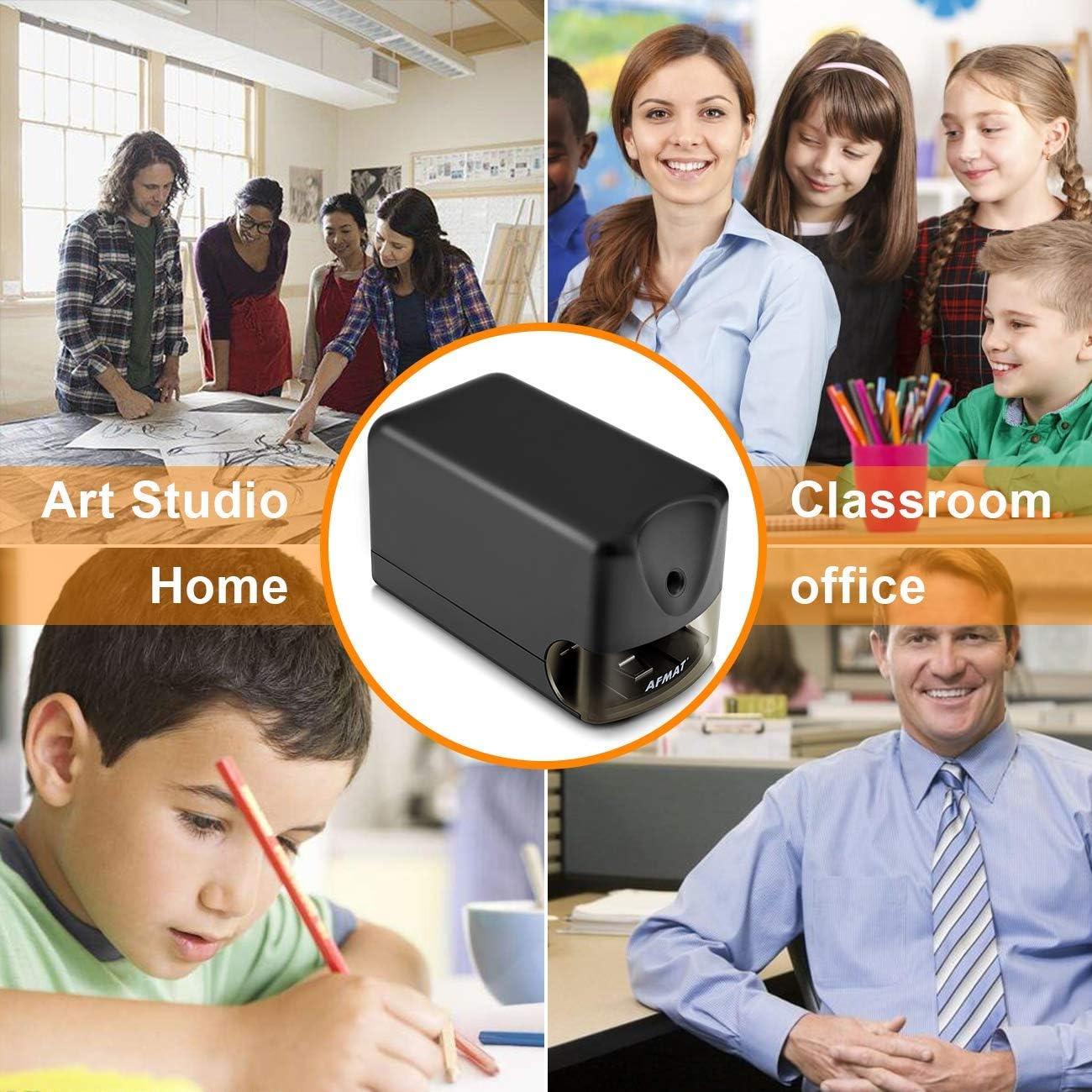 AFMAT Electric Pencil Sharpener - Portable Fast Pencil Sharpener for Kids -  Dual Power Colored Pencil Sharpener (Plug in or Battery Operated), Ideal