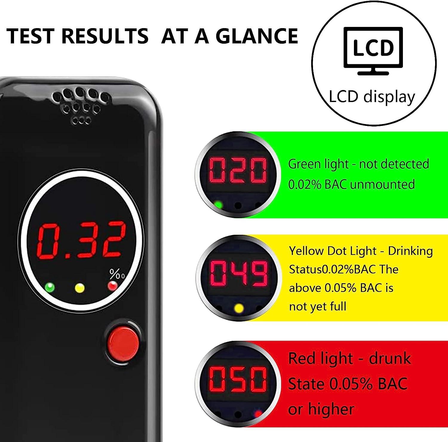 LAMJAD Breathalyzer, Portable Alcohol Tester with 12 Mouthpieces