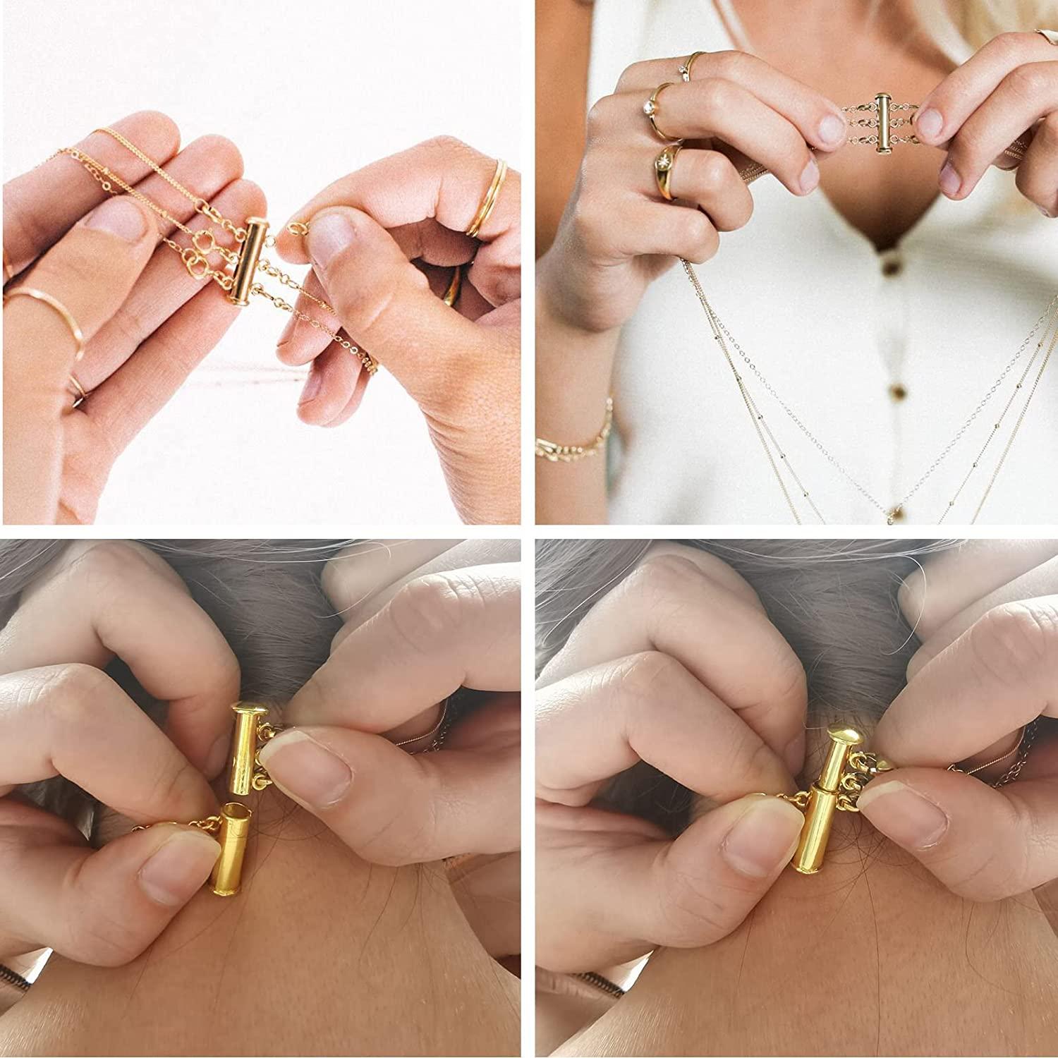 SANNIX 8 Pcs 4 Sizes Layered Necklace Clasp Slide Clasp Lock Necklace  Connector Multi Strands Magnetic Tube Lock Clasps for Bracelet Jewelry  Crafts (Gold and Silver) price in Saudi Arabia